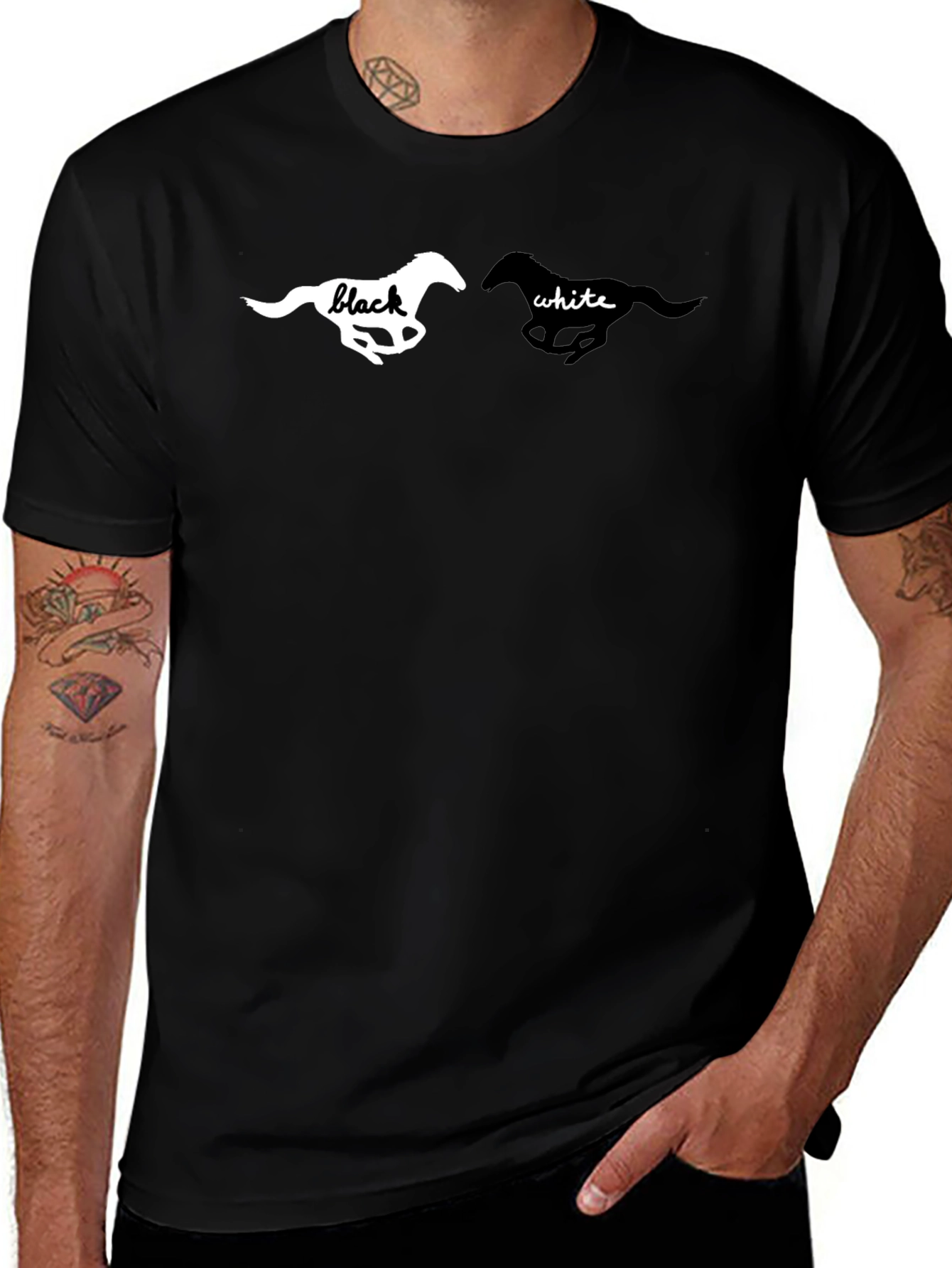 Black T-Shirt with Horse Graphic