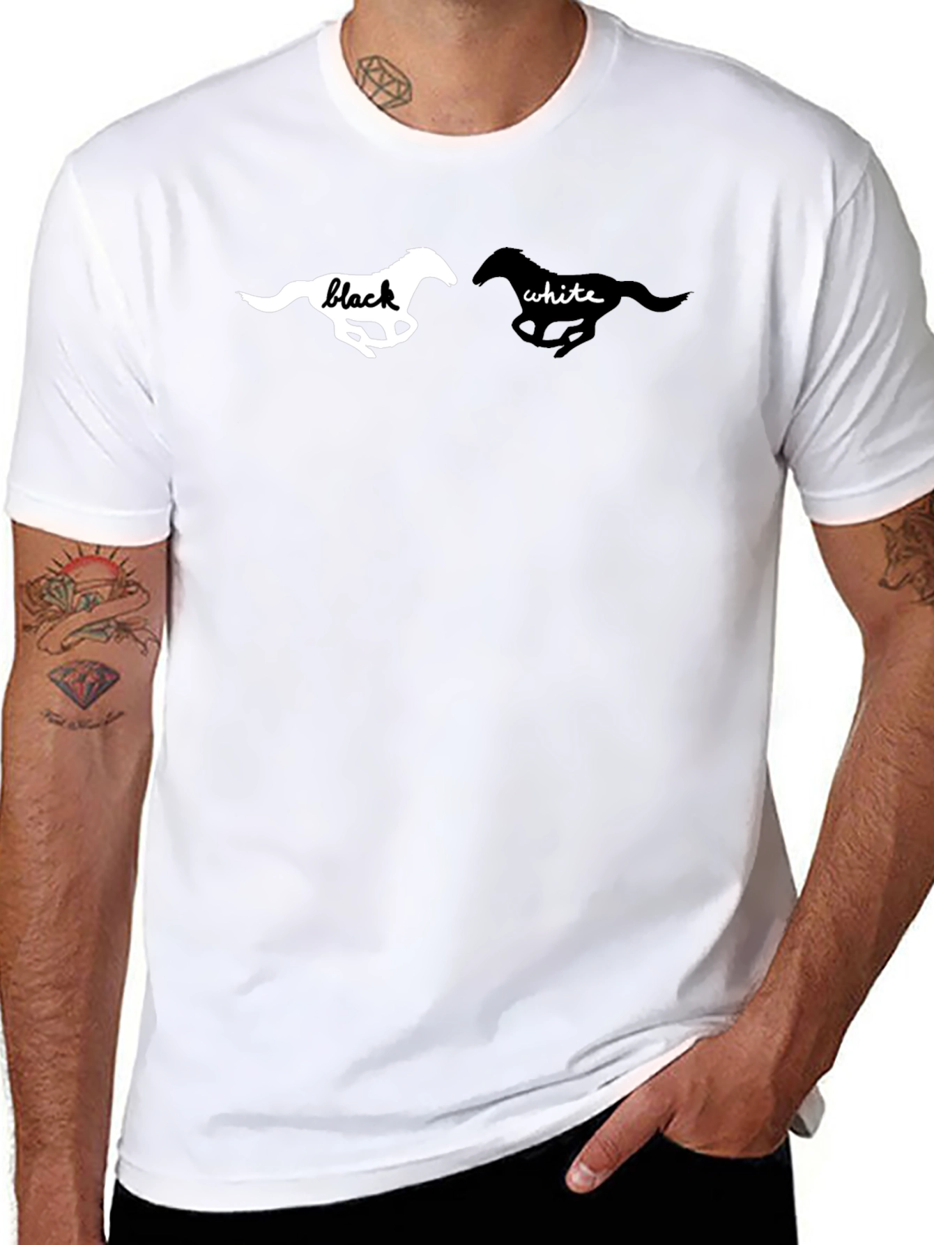 Black T-Shirt with Horse Graphic
