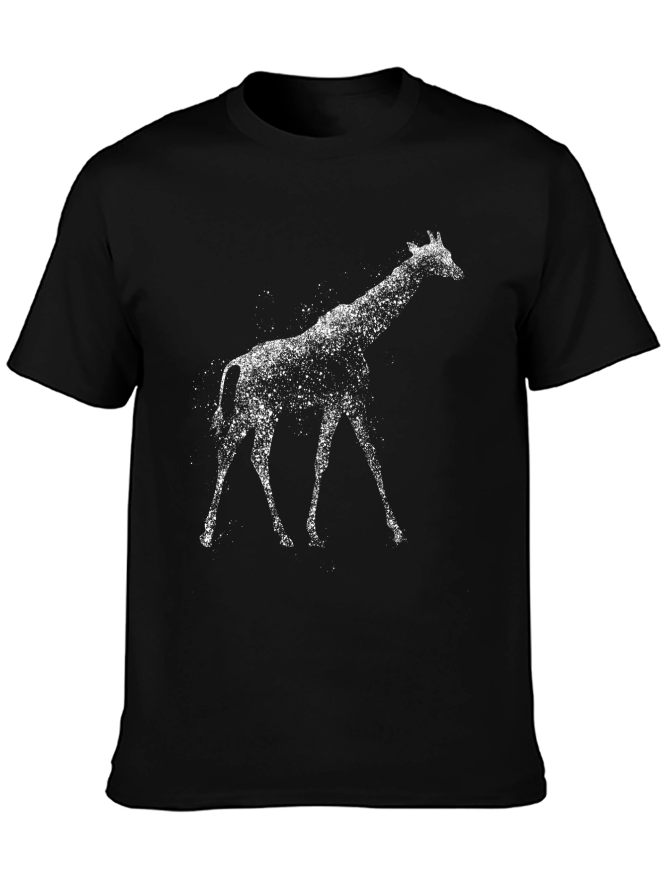 Giraffe Splatter Art Graphic Tee - Modern Black T-Shirt