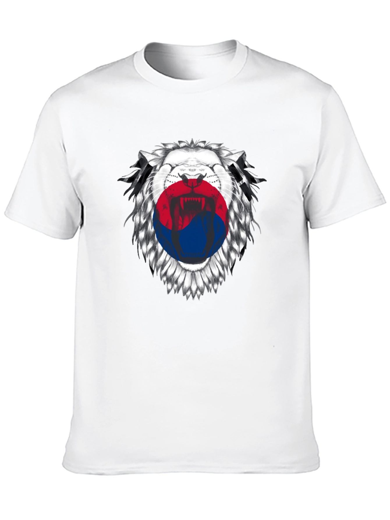Korean Flag Lion Graphic T-Shirt - Black