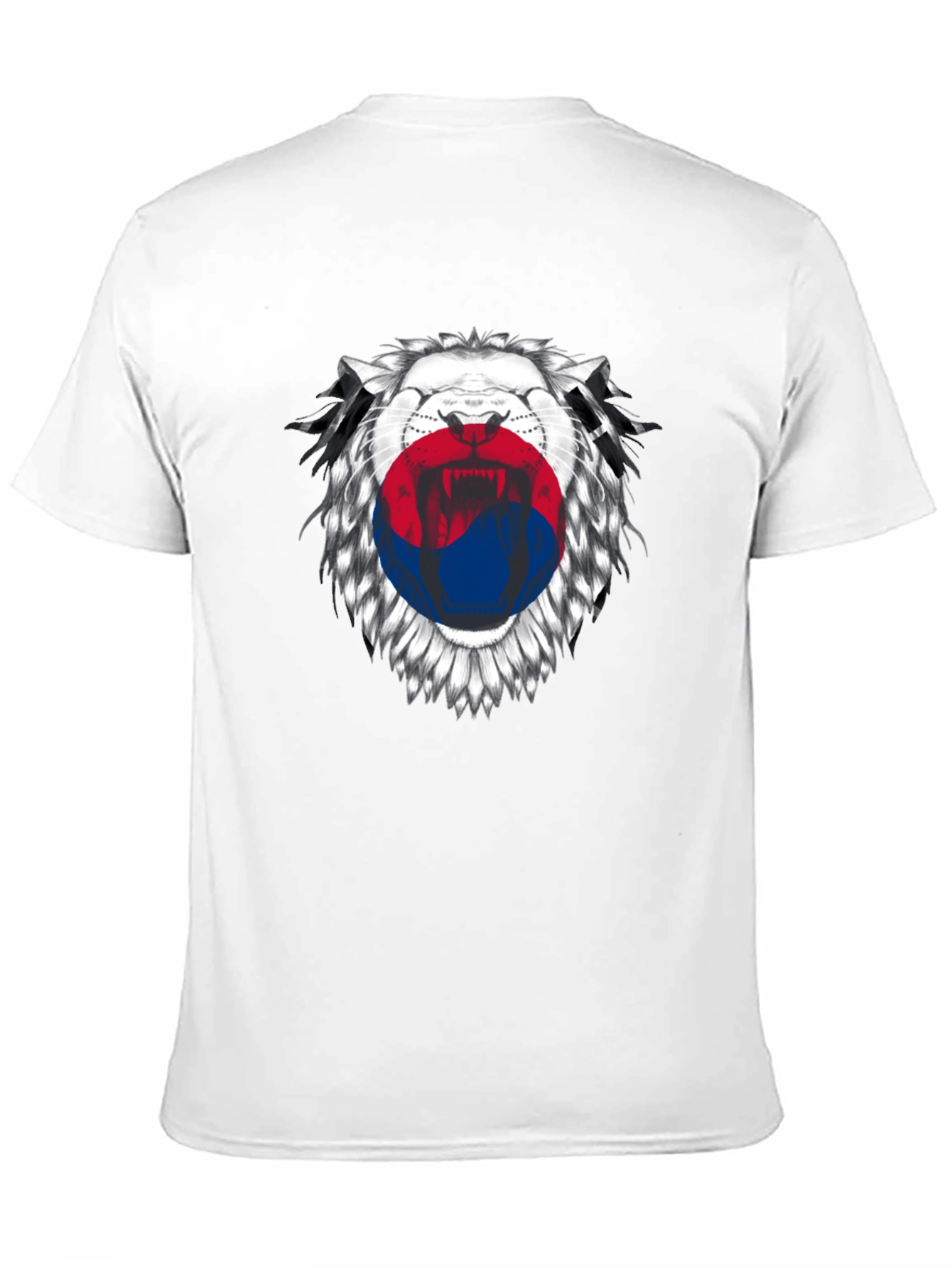 Korean Flag Lion Graphic T-Shirt - Black