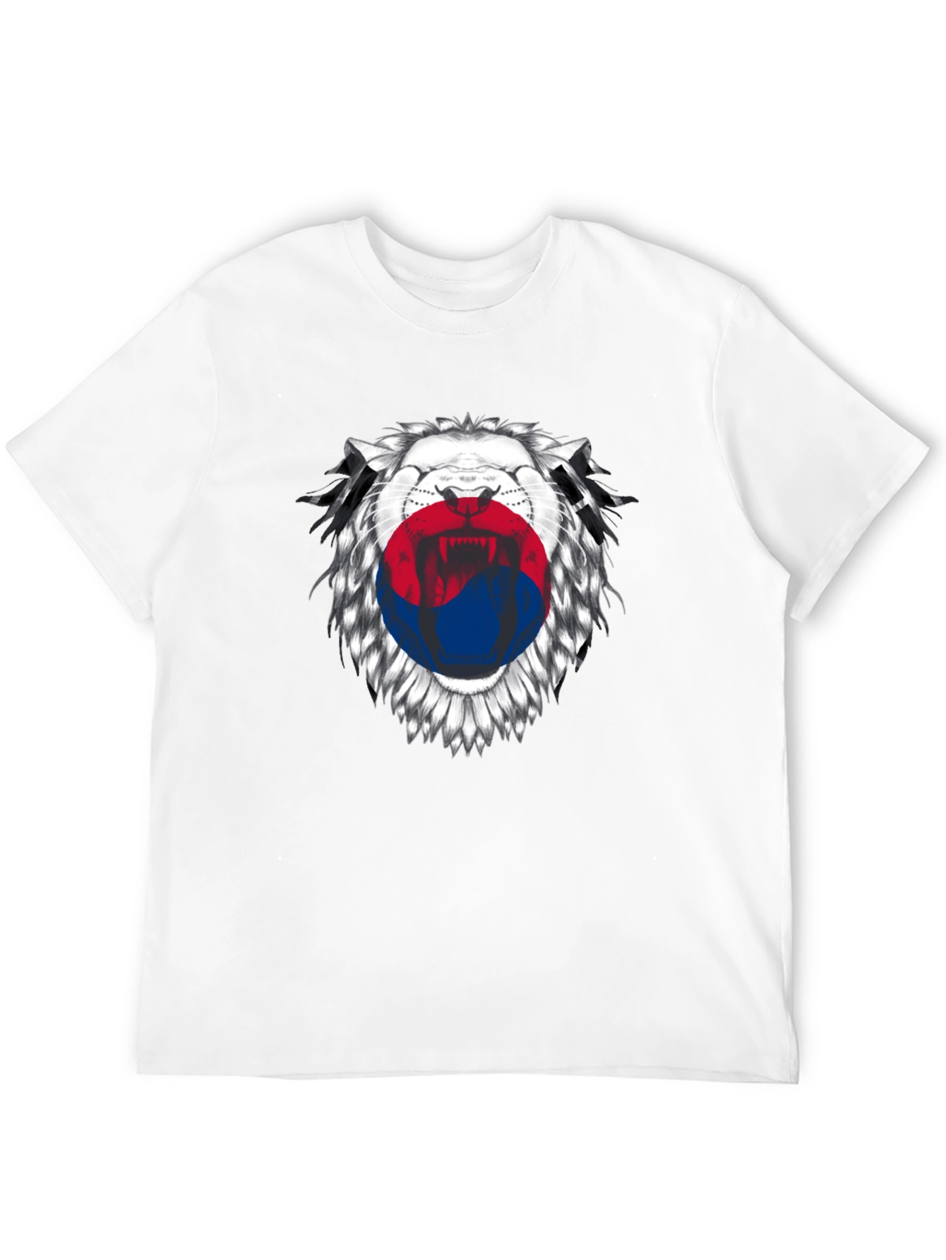 Korean Flag Lion Graphic T-Shirt - Black