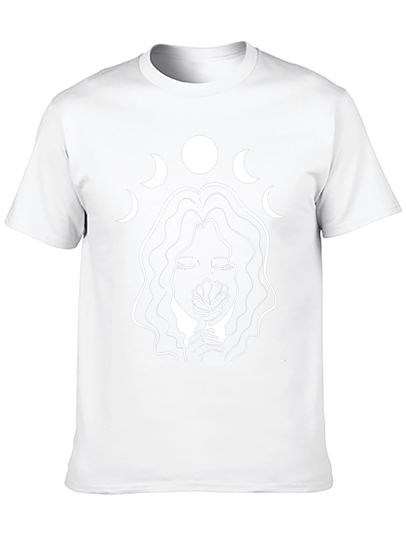 Moon Phase Woman Graphic Tee - Stylish Black T-Shirt