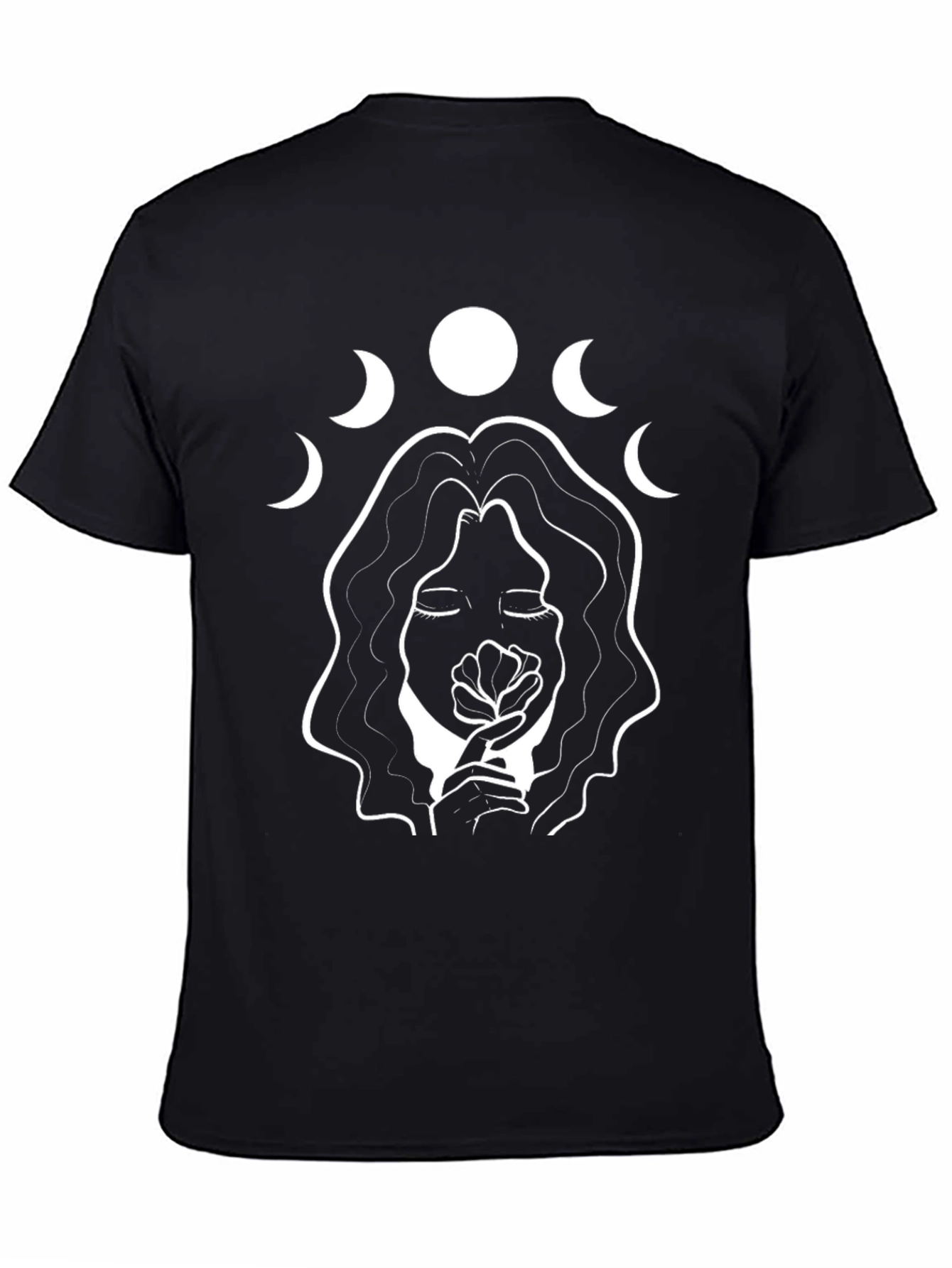 Moon Phase Woman Graphic Tee - Stylish Black T-Shirt
