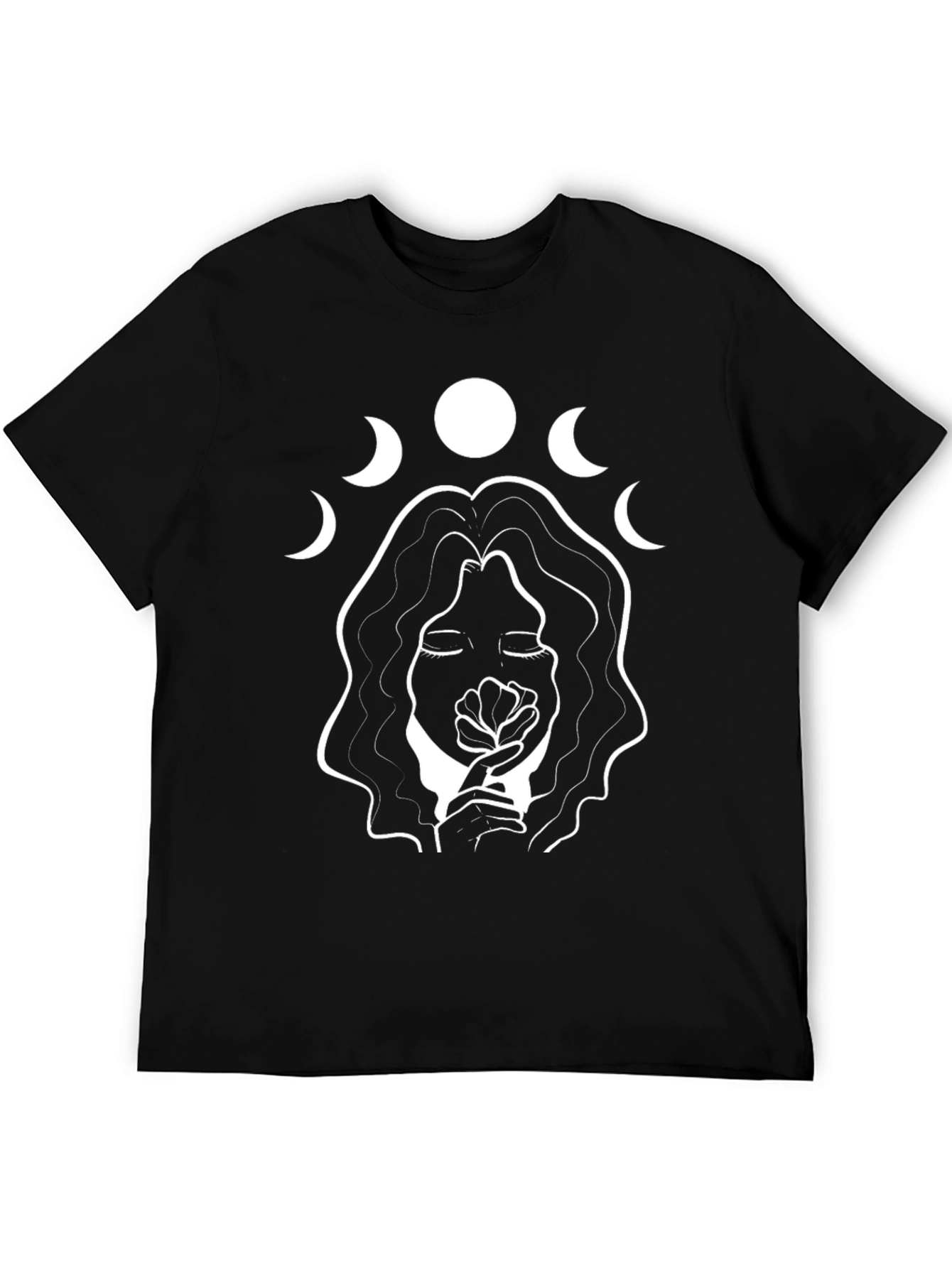 Moon Phase Woman Graphic Tee - Stylish Black T-Shirt