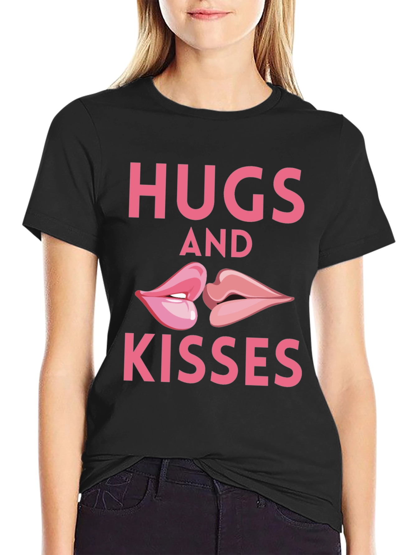 Hugs & Kisses Graphic T-Shirt - Black
