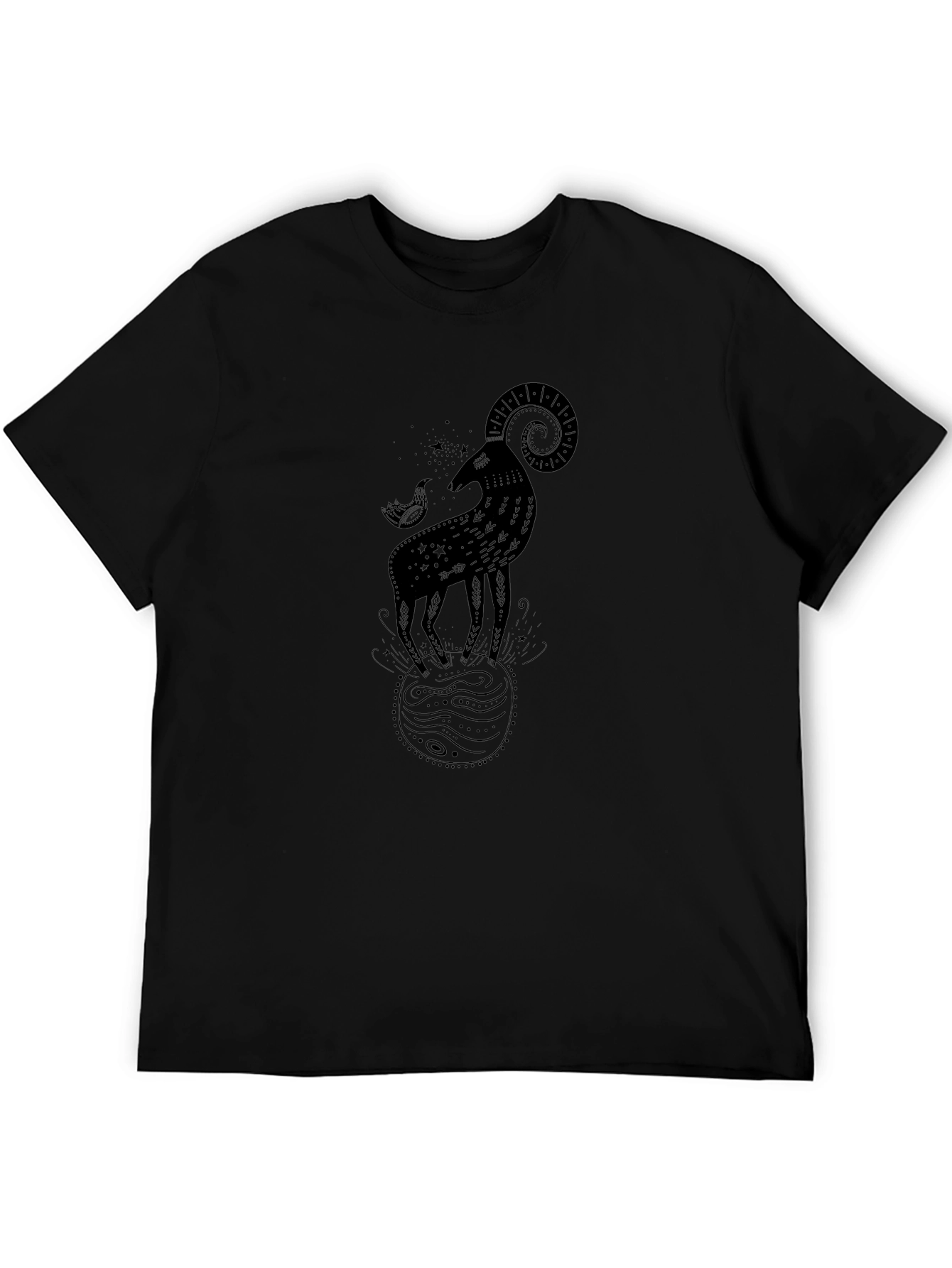 Ram Zodiac Graphic Tee - Black Cotton Comfort
