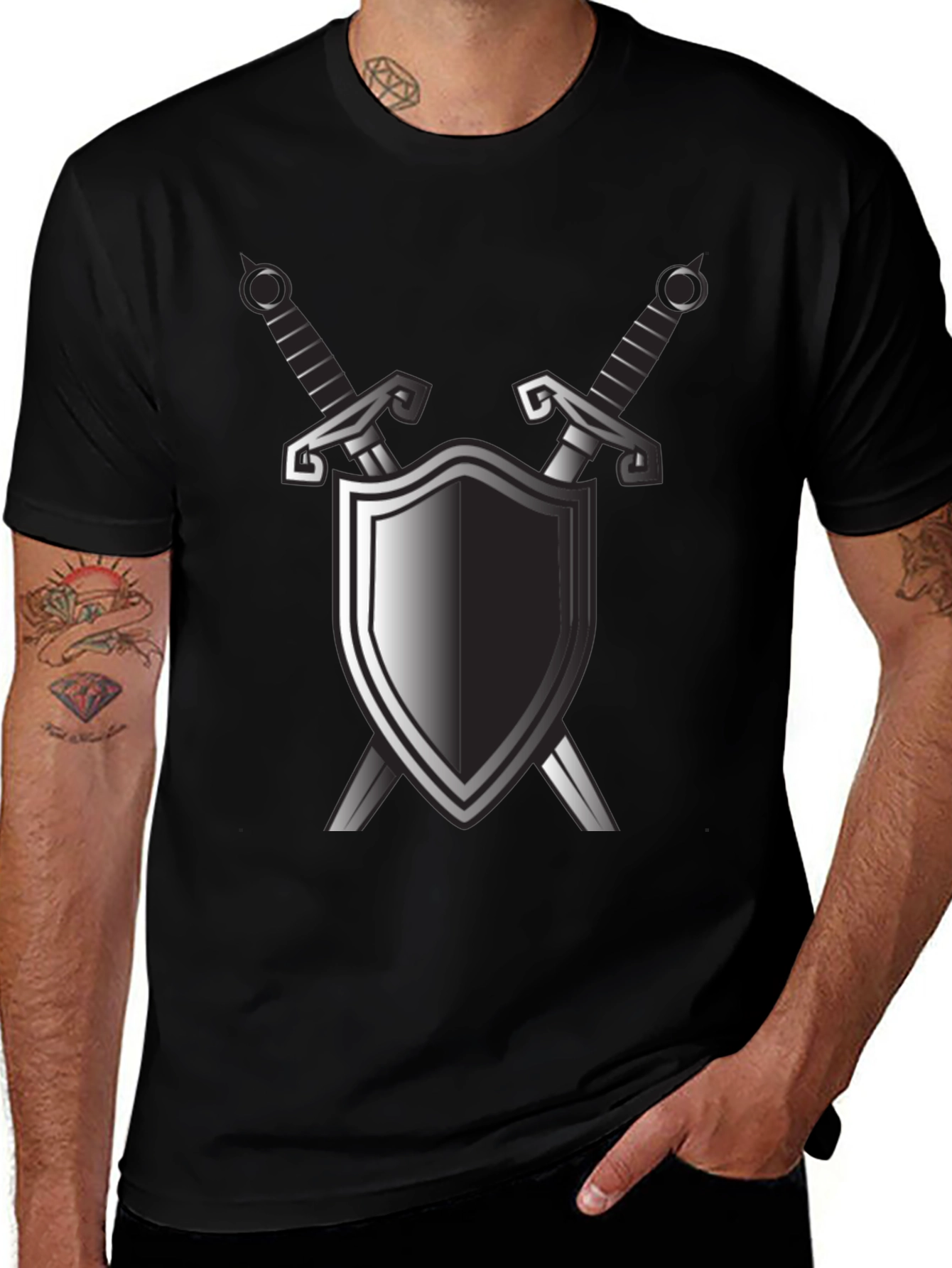 Shield & Sword Graphic Black T-Shirt