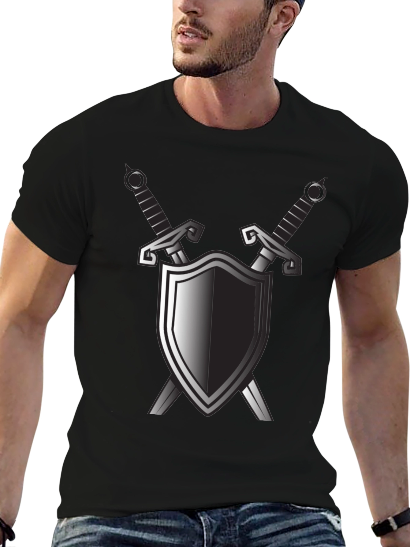 Shield & Sword Graphic Black T-Shirt