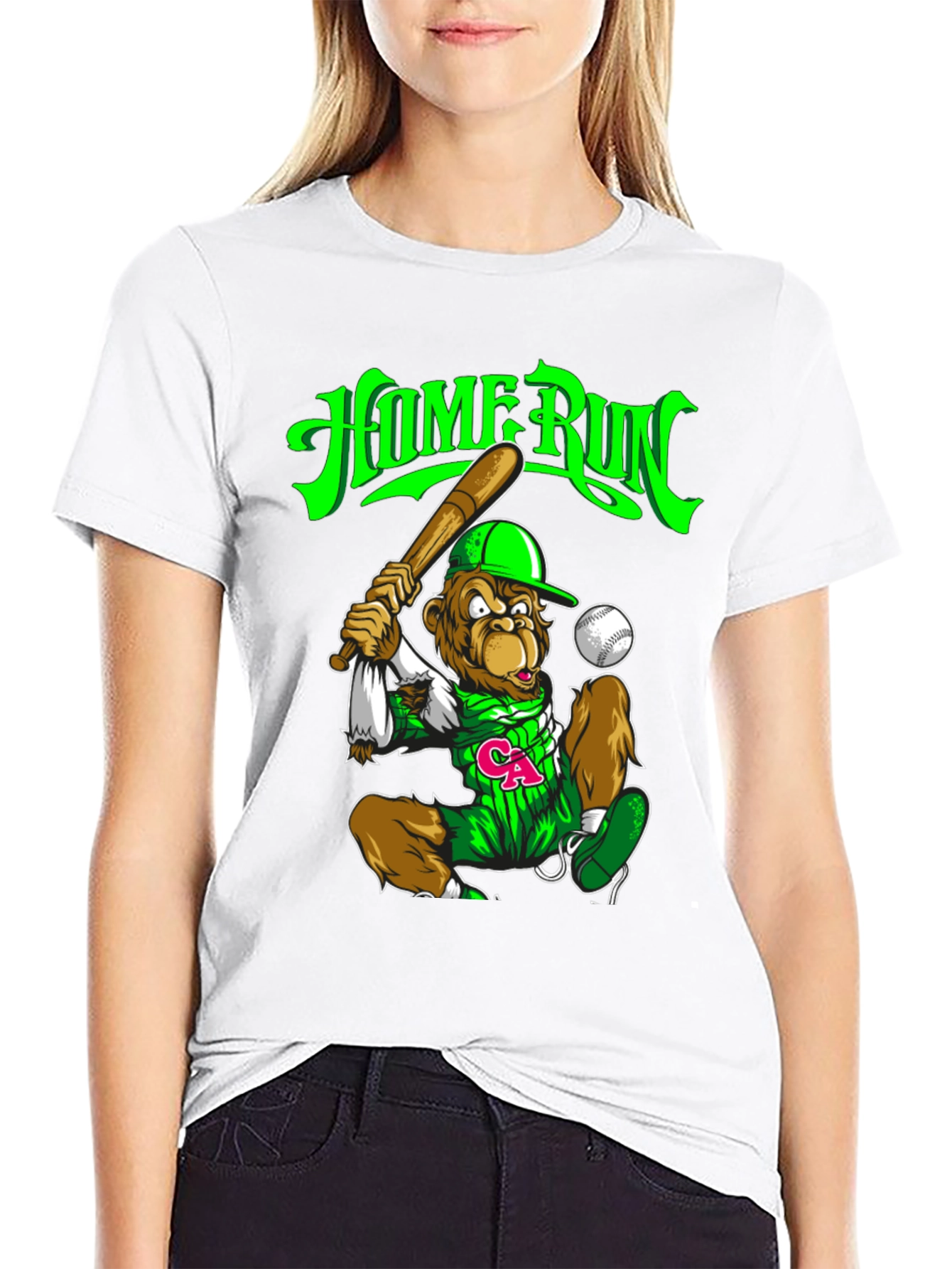 Home Run Monkey Graphic T-Shirt - Baseball Fan Tee