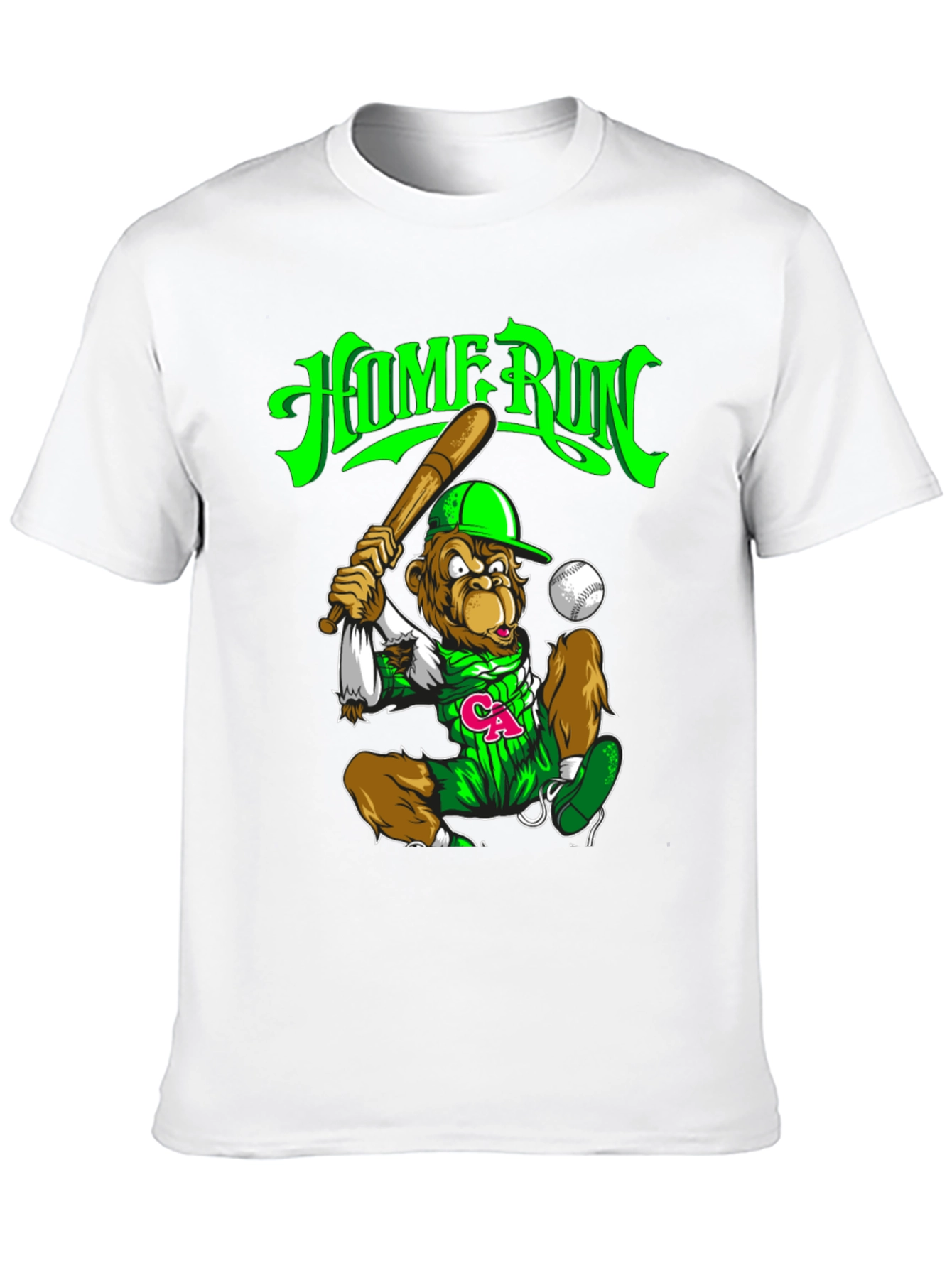 Home Run Monkey Graphic T-Shirt - Baseball Fan Tee