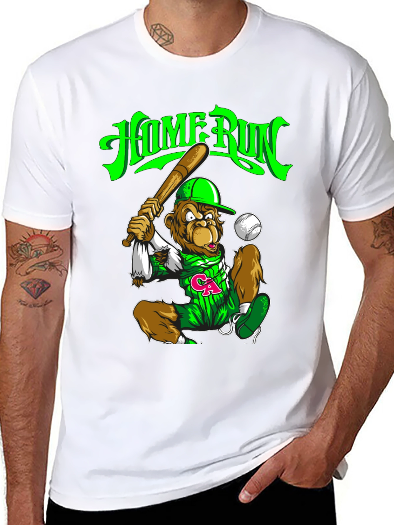 Home Run Monkey Graphic T-Shirt - Baseball Fan Tee