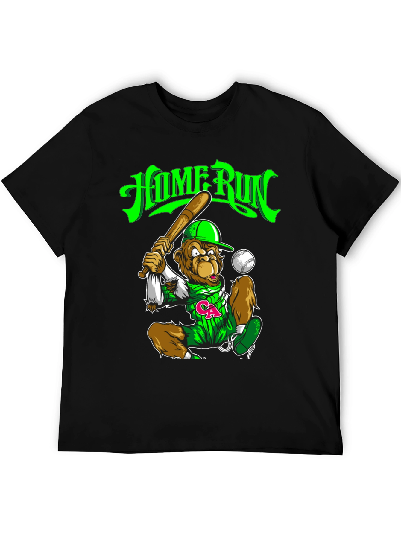 Home Run Monkey Graphic T-Shirt - Baseball Fan Tee