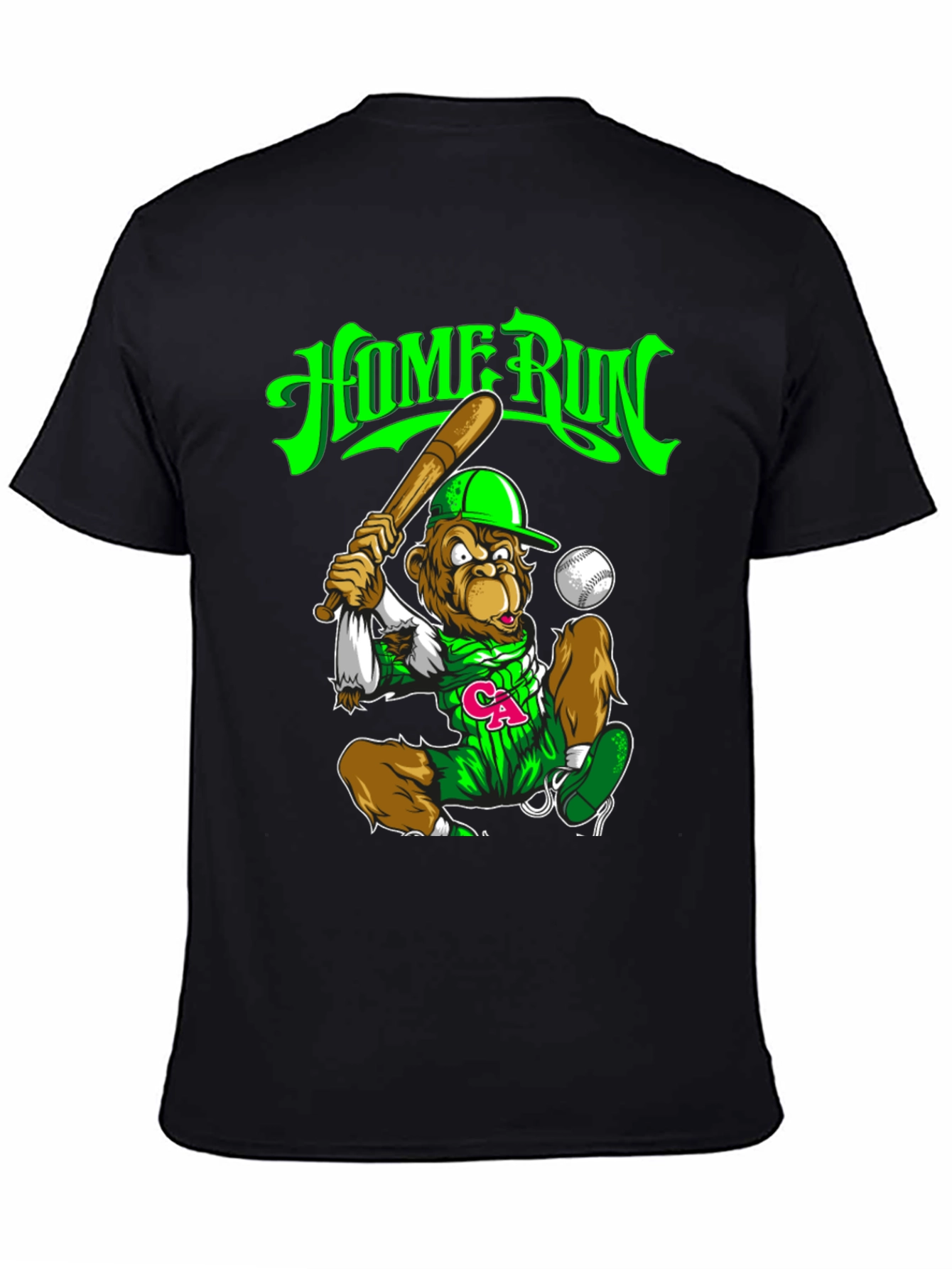 Home Run Monkey Graphic T-Shirt - Baseball Fan Tee