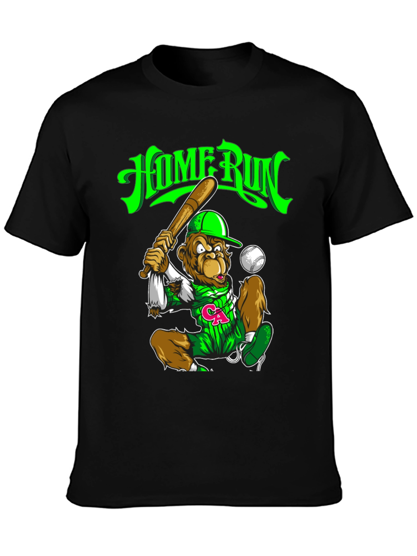 Home Run Monkey Graphic T-Shirt - Baseball Fan Tee