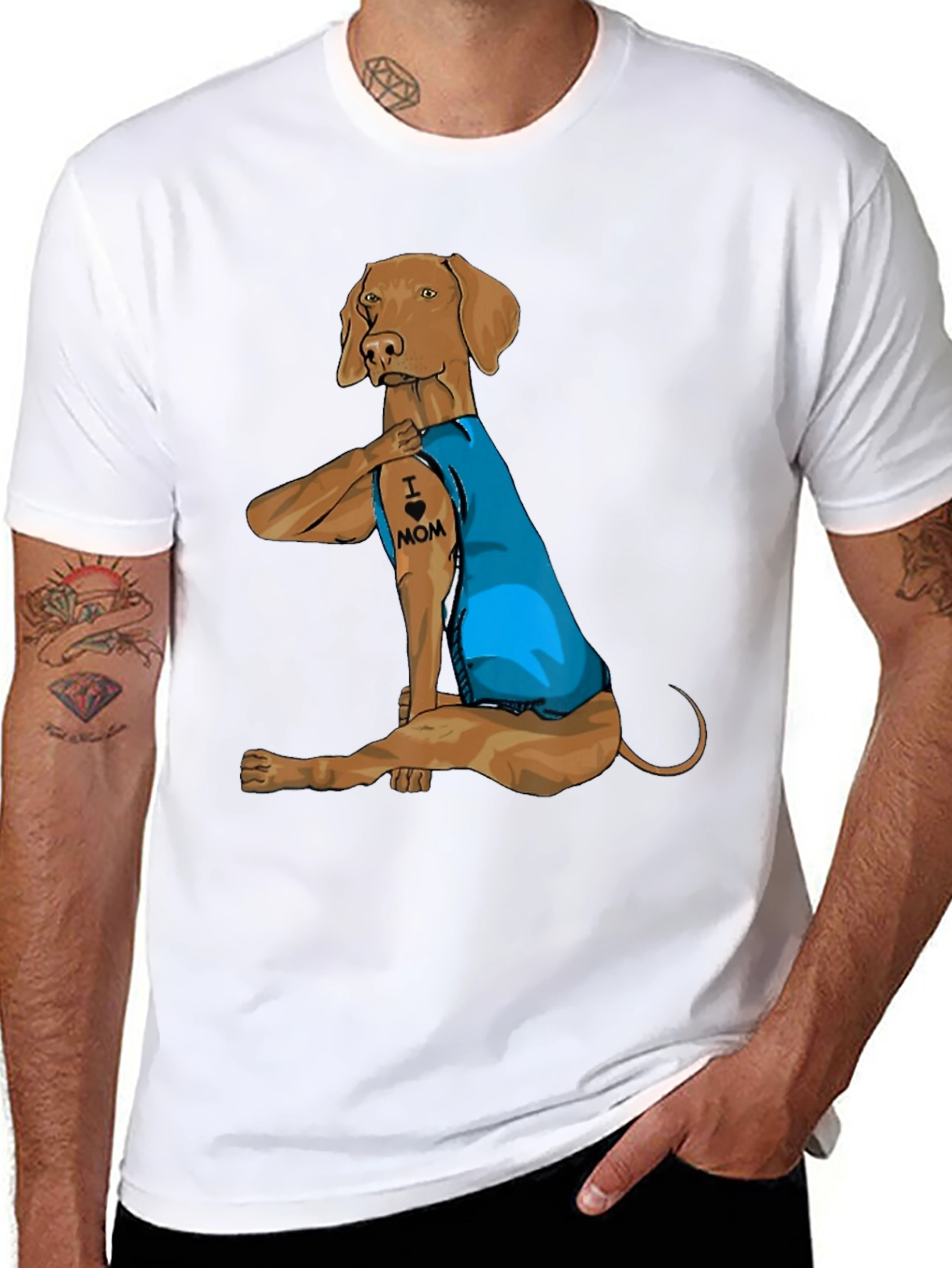 I Love Mom Dog Tattoo T-Shirt