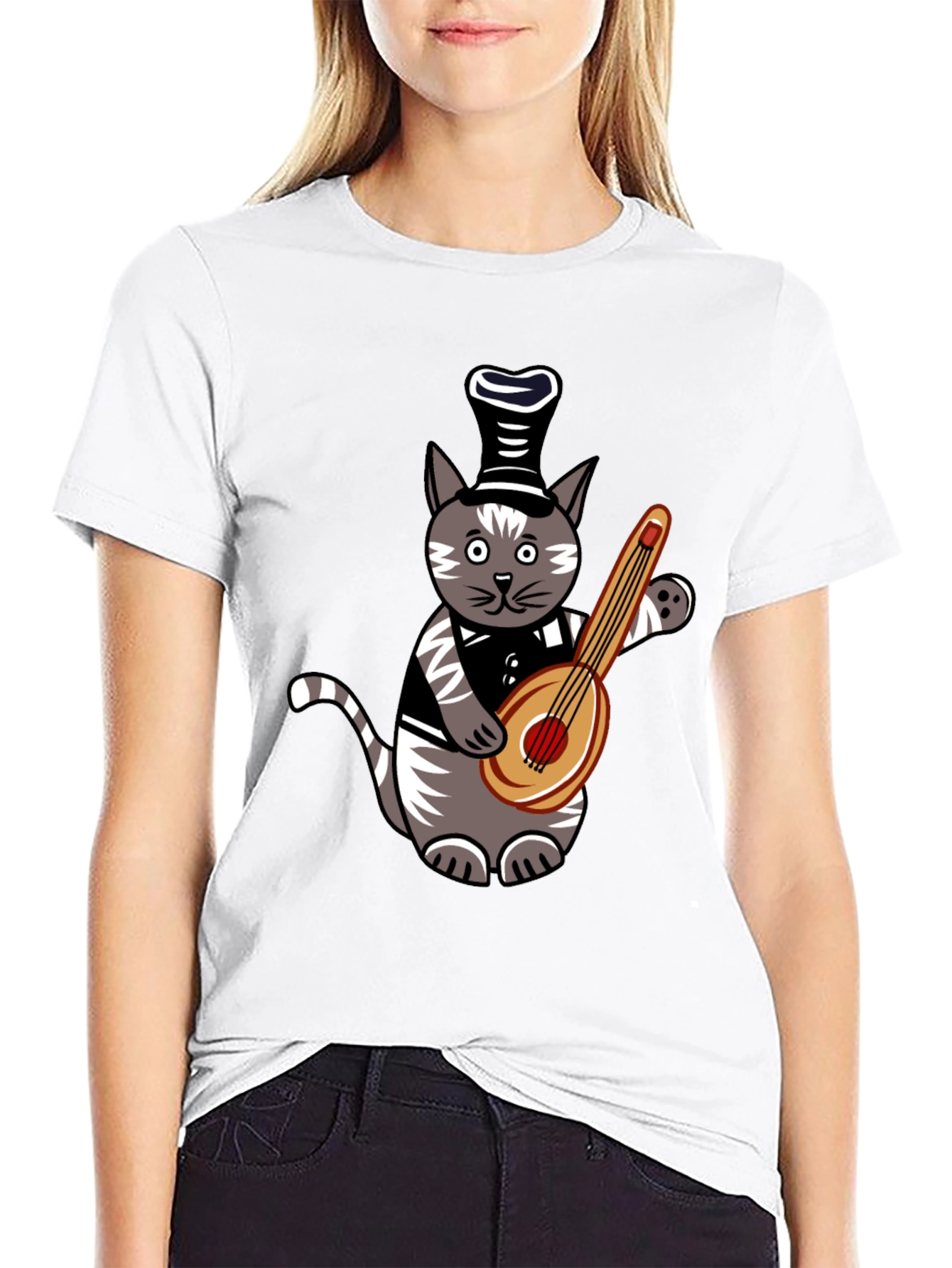 Cat Playing Guitar T-Shirt - Unique Musician Pet Tee