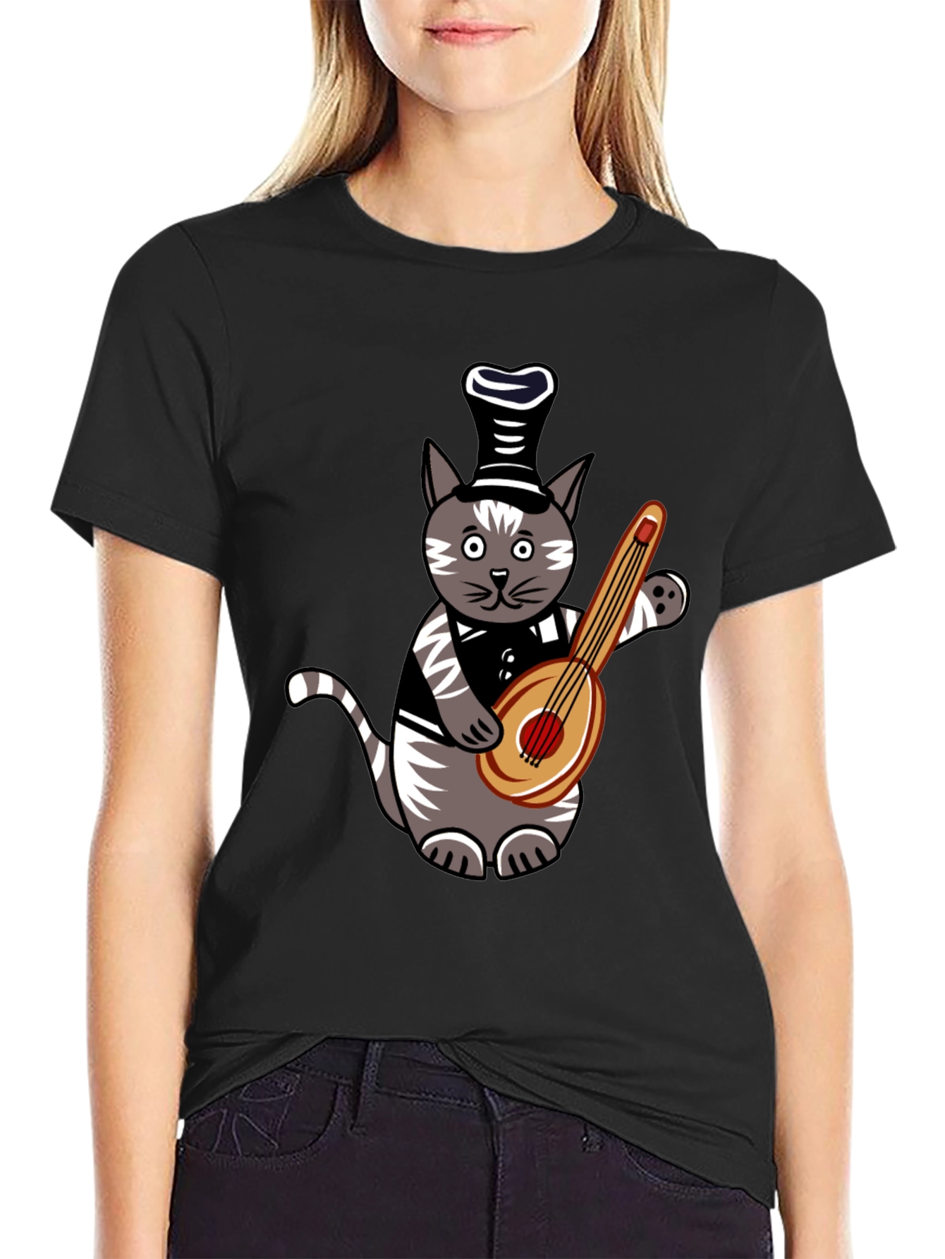 Cat Playing Guitar T-Shirt - Unique Musician Pet Tee