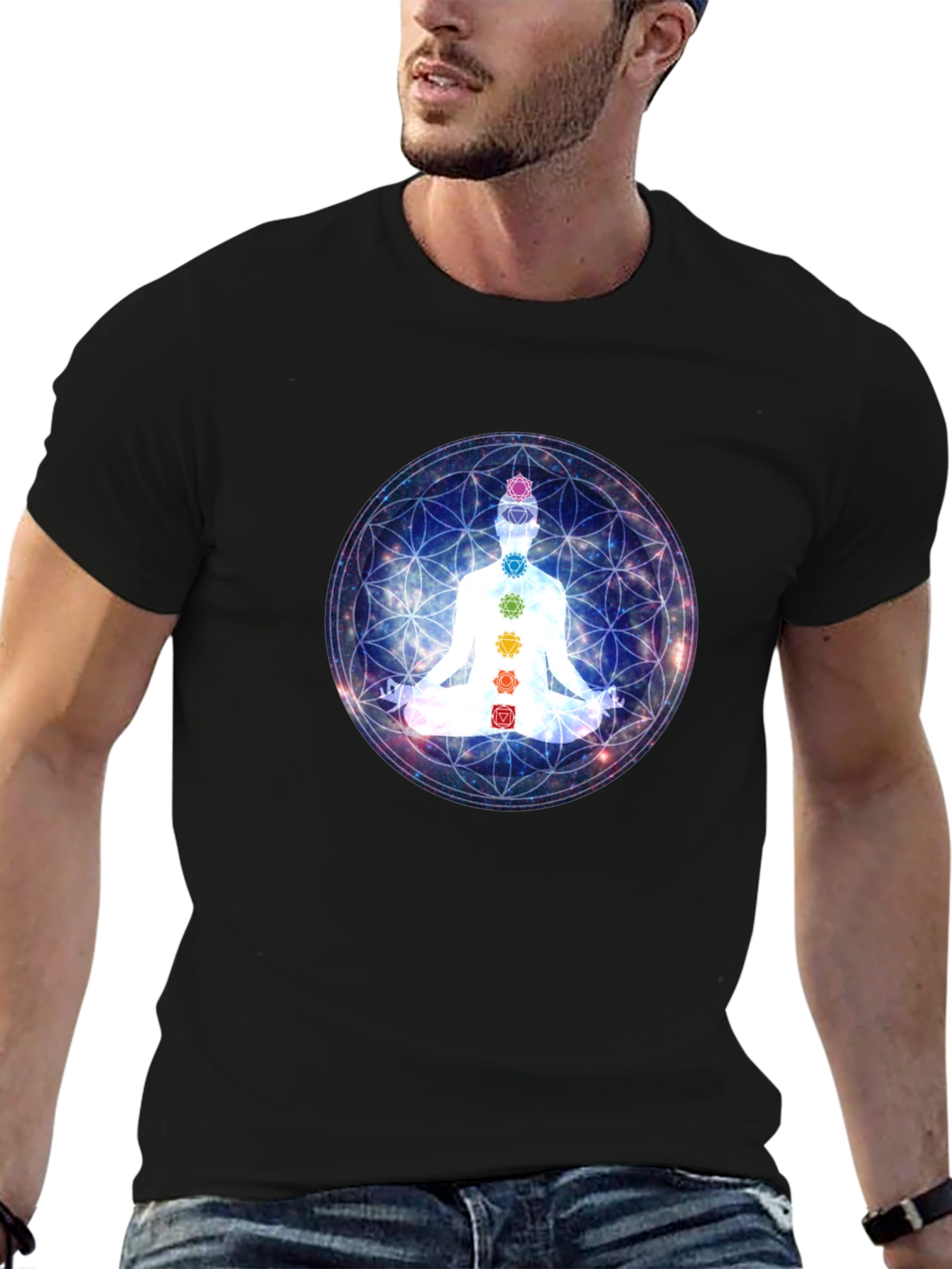 Chakra Meditation T-Shirt - Black Yoga Tee