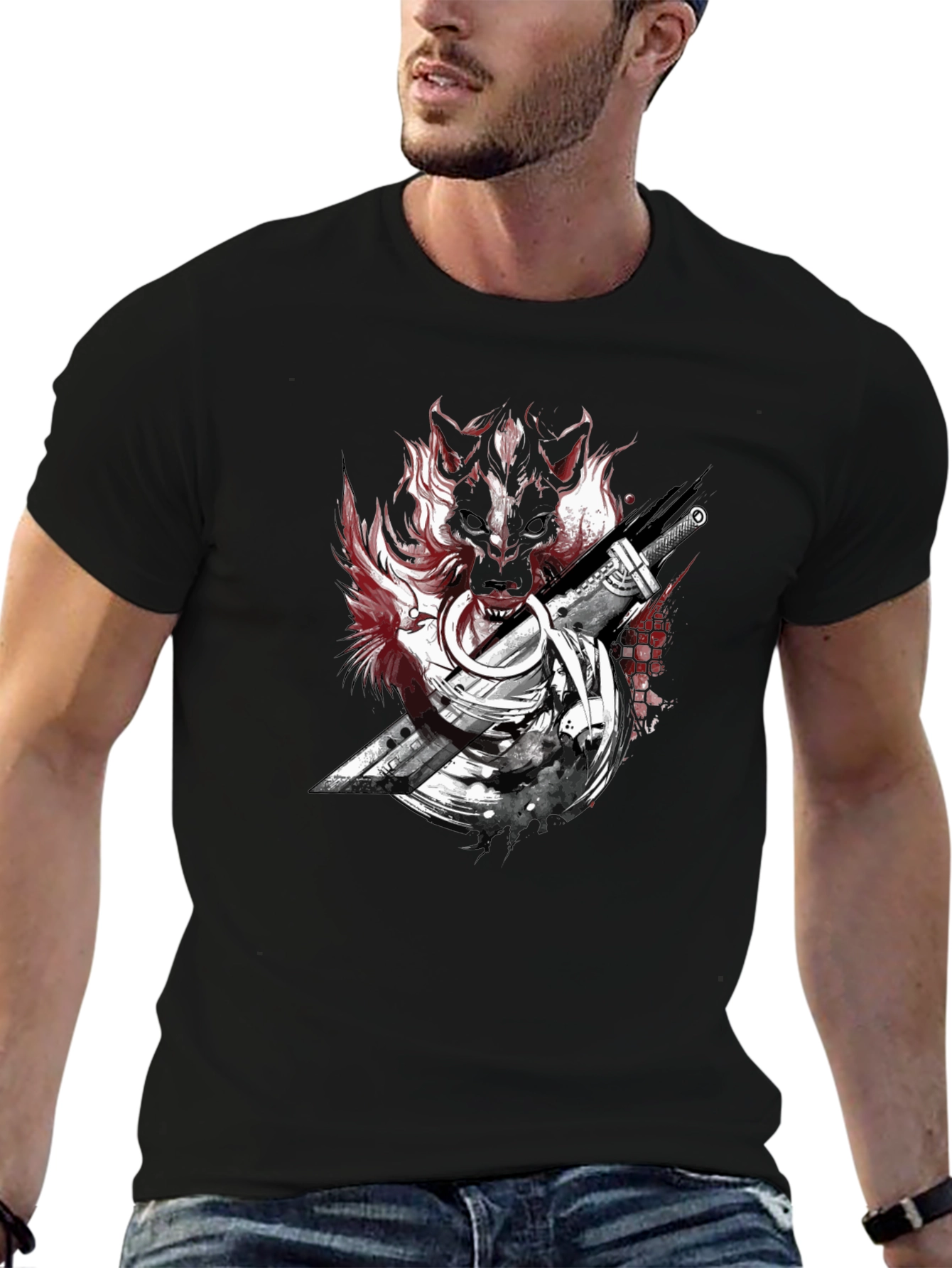 Wolf & Sword Graphic Black T-Shirt