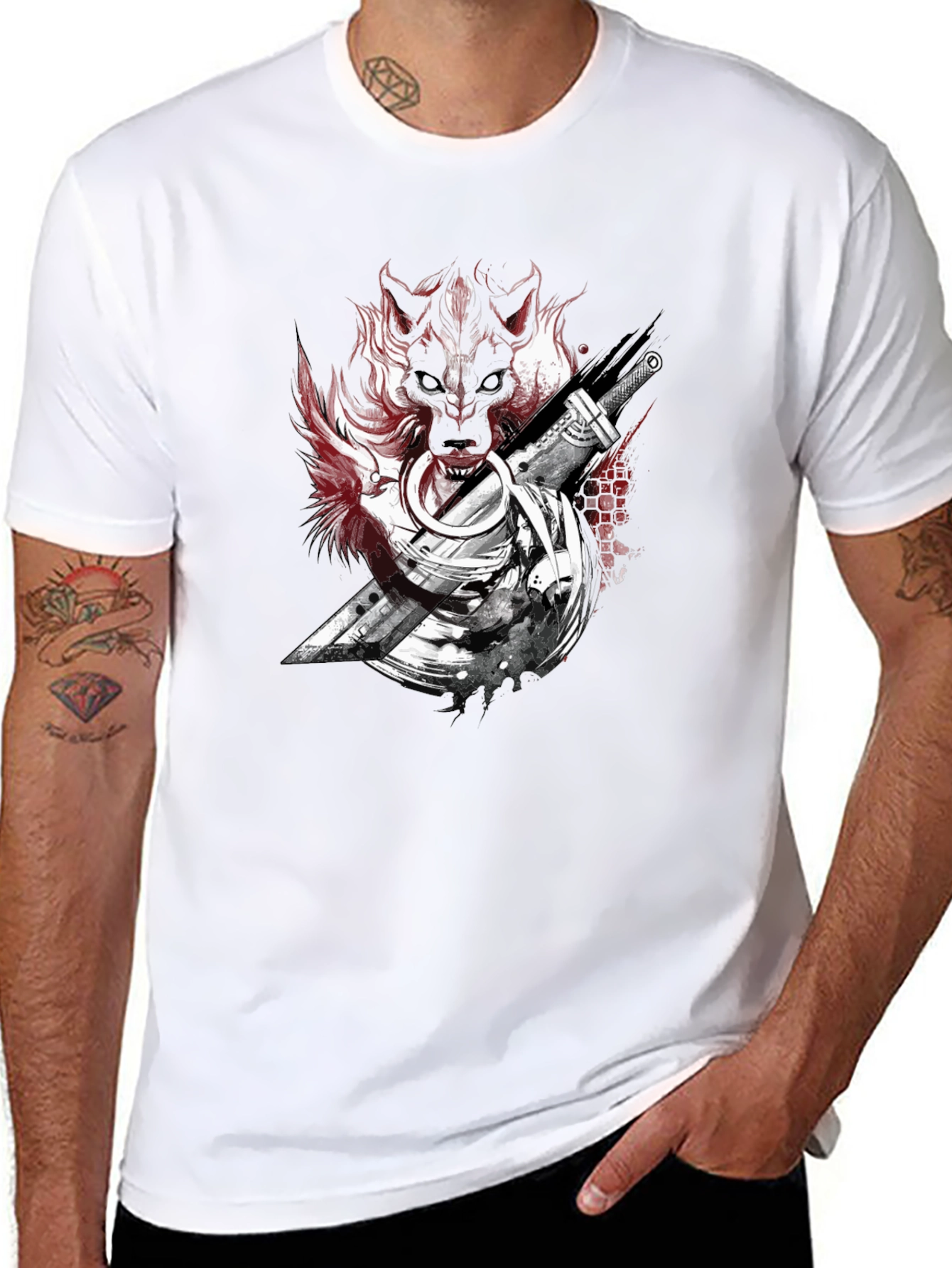 Wolf & Sword Graphic Black T-Shirt