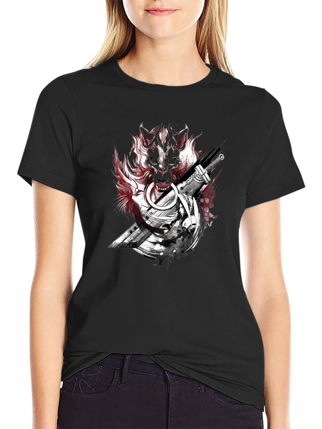 Wolf & Sword Graphic Black T-Shirt