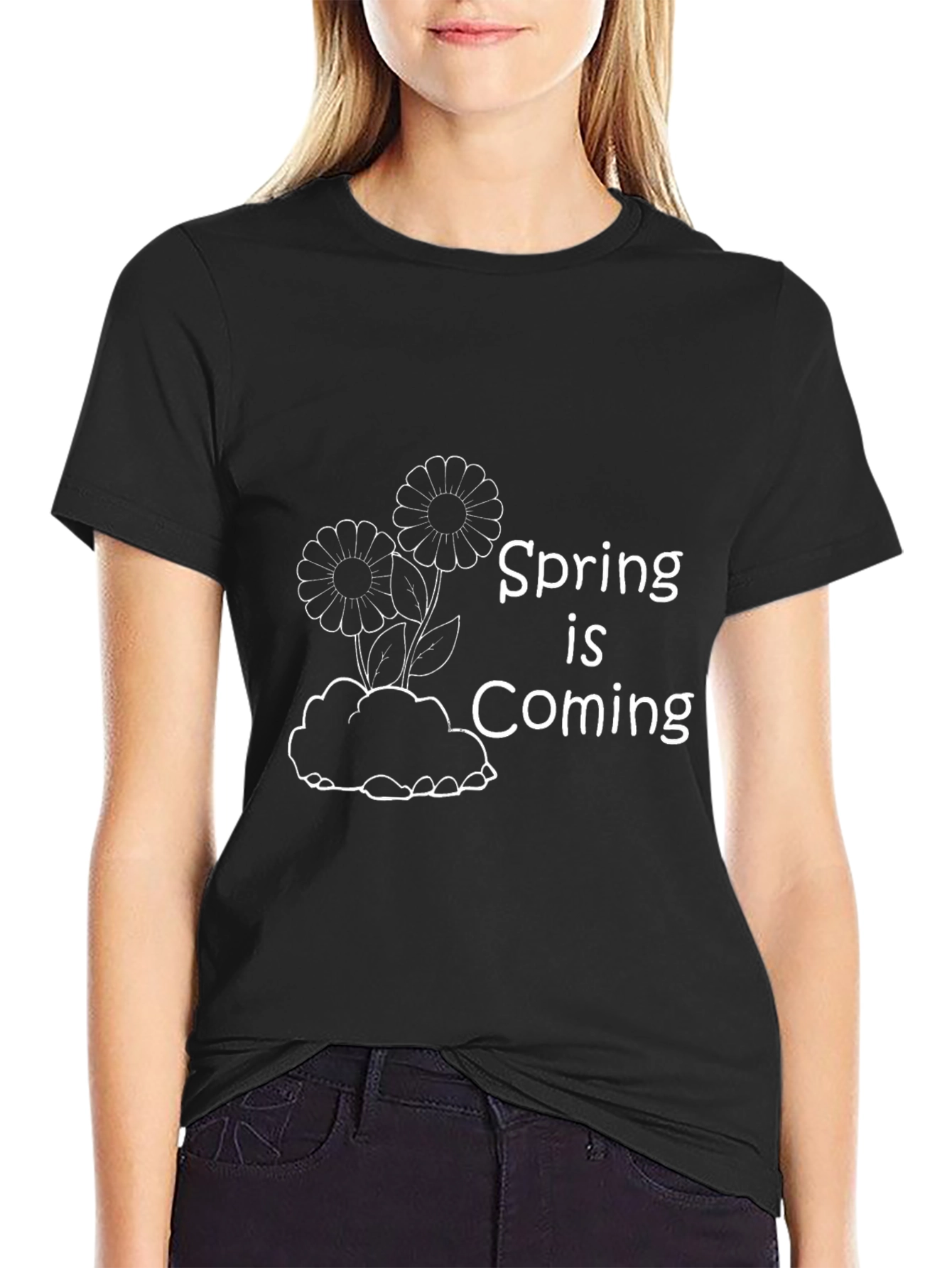 Spring is Coming T-Shirt - Black Graphic Tee