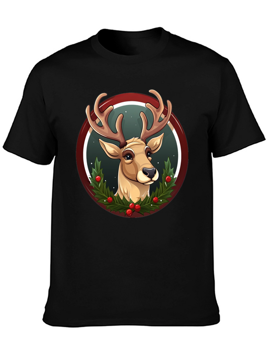 Festive Reindeer Graphic T-Shirt - Holiday Style