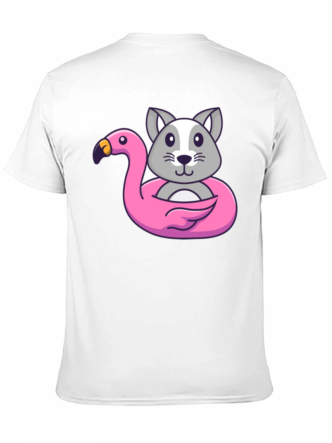 Cute Cartoon Cat Flamingo Float T-Shirt