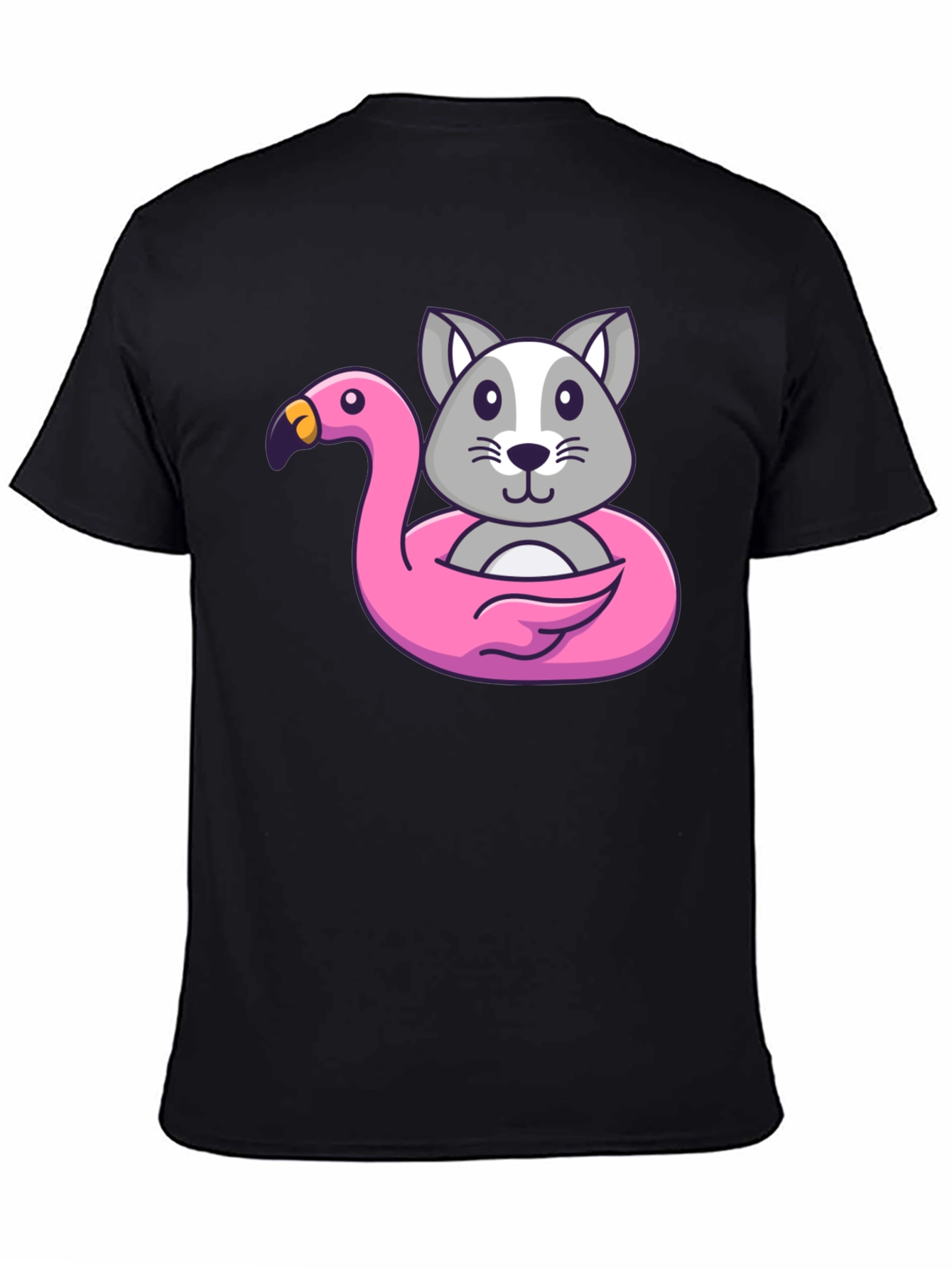 Cute Cartoon Cat Flamingo Float T-Shirt