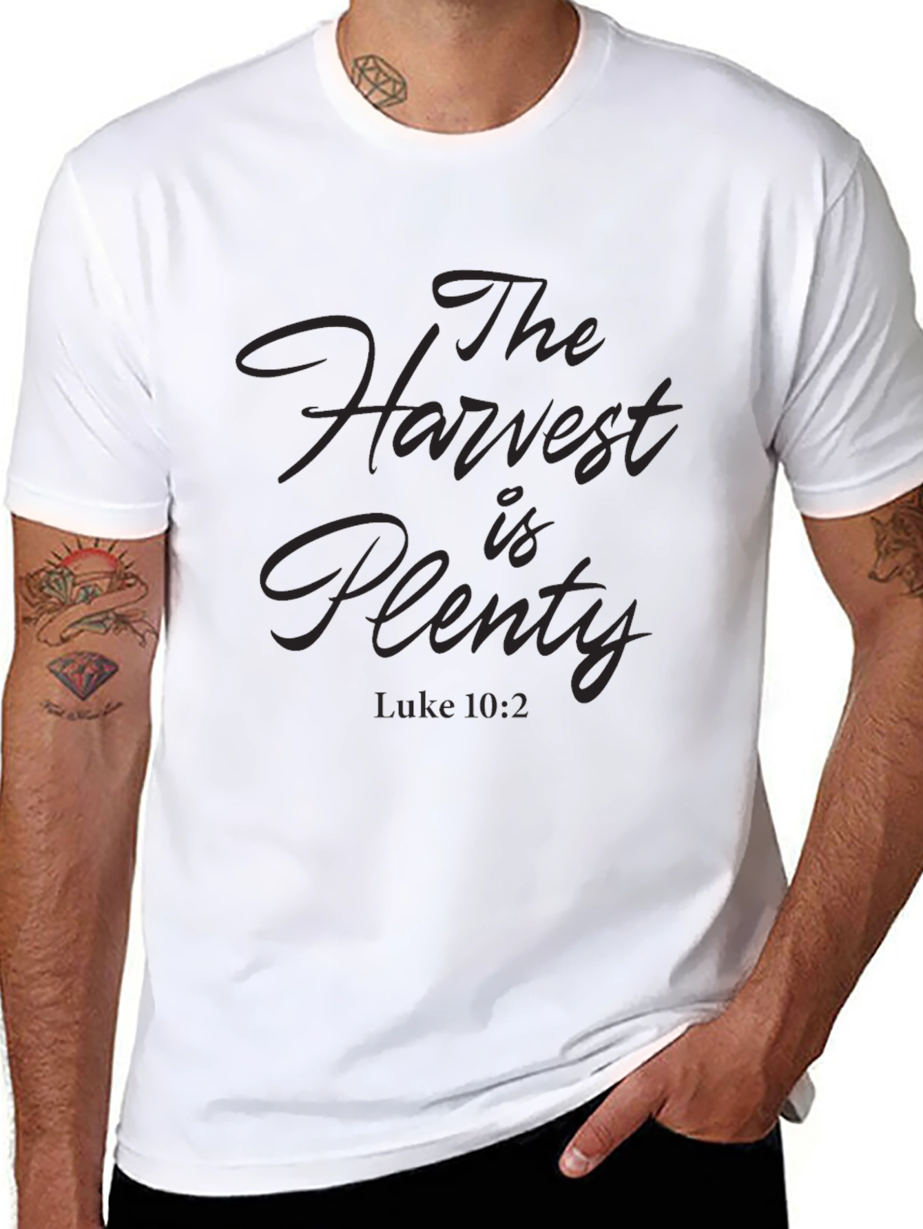 The Harvest is Plenty Black T-Shirt - Luke 10:2
