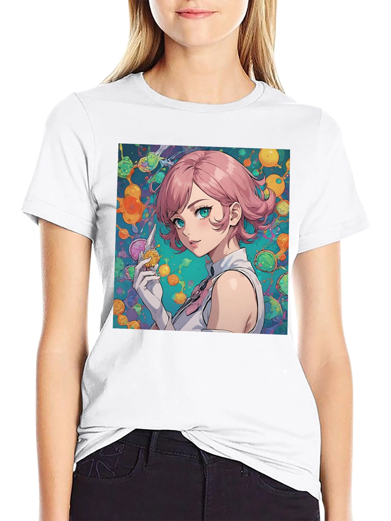 Anime Girl Graphic Tee - Stylish Black T-Shirt