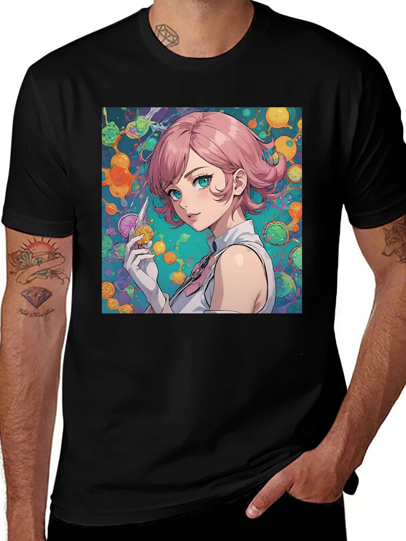 Anime Girl Graphic Tee - Stylish Black T-Shirt