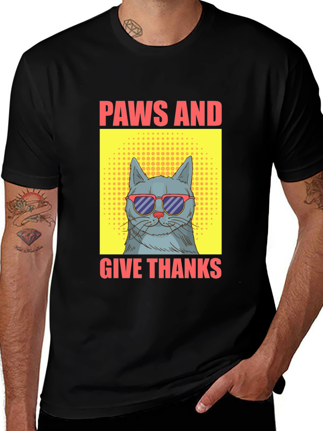 Paws and Give Thanks Cat T-Shirt