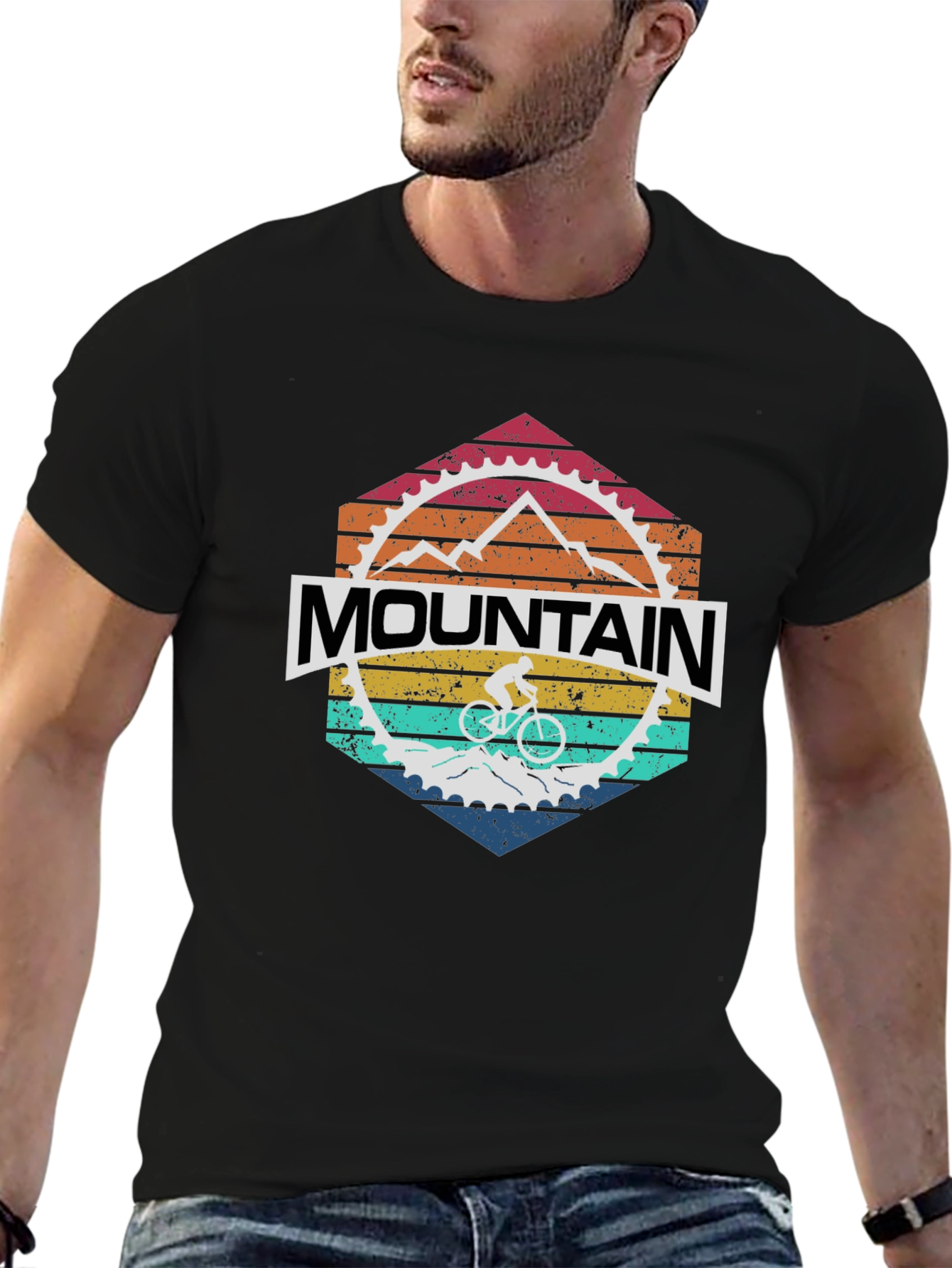 Mountain Biker Graphic Tee - Retro Style
