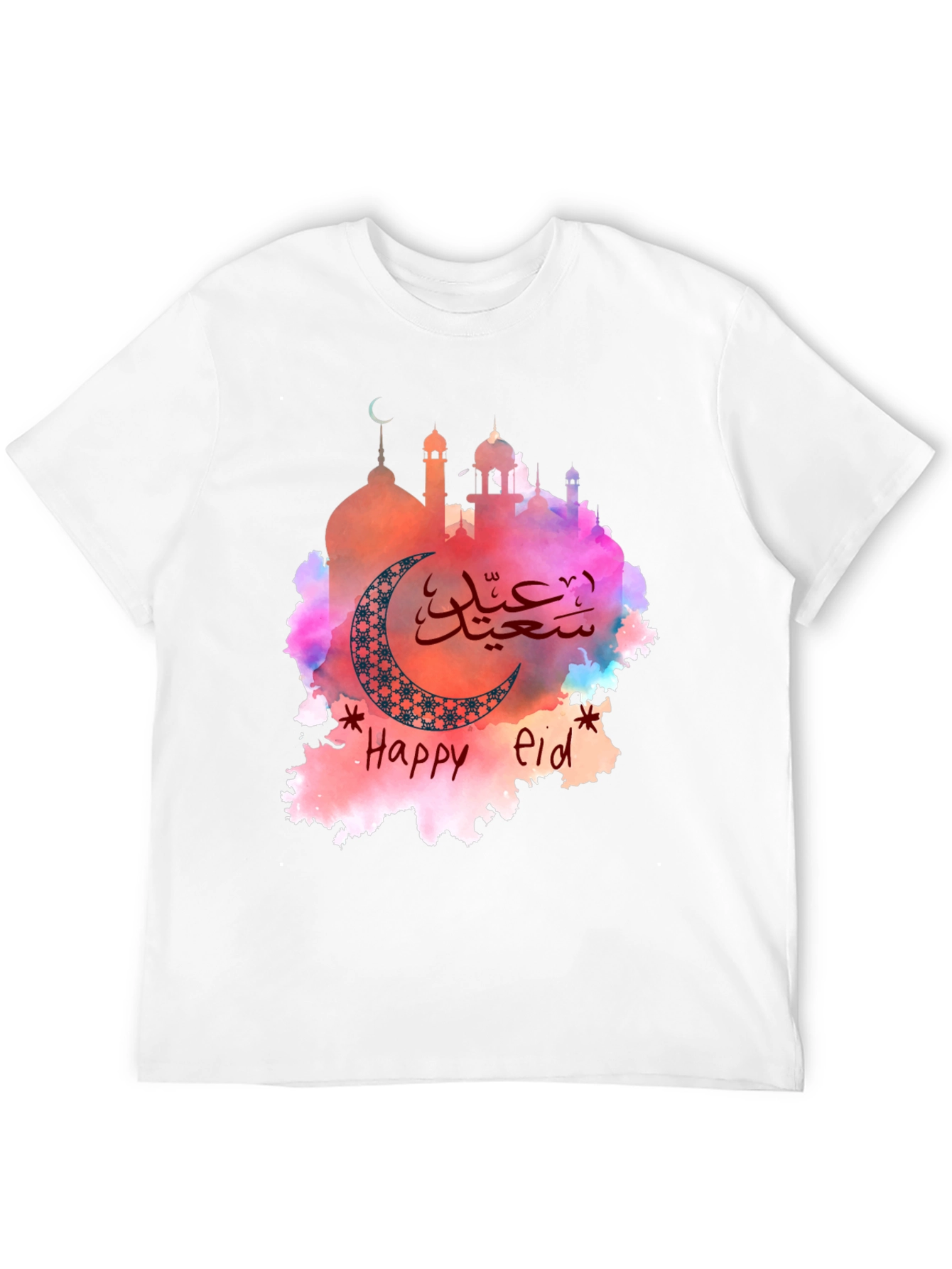 Happy Eid T-Shirt - Crescent Moon Mosque Graphic Tee