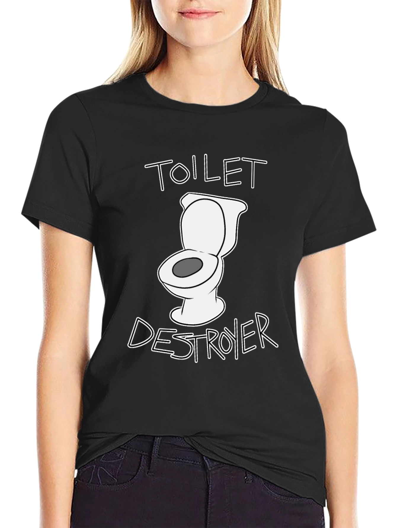 Toilet Destroyer Graphic Tee - Black Cotton T-Shirt