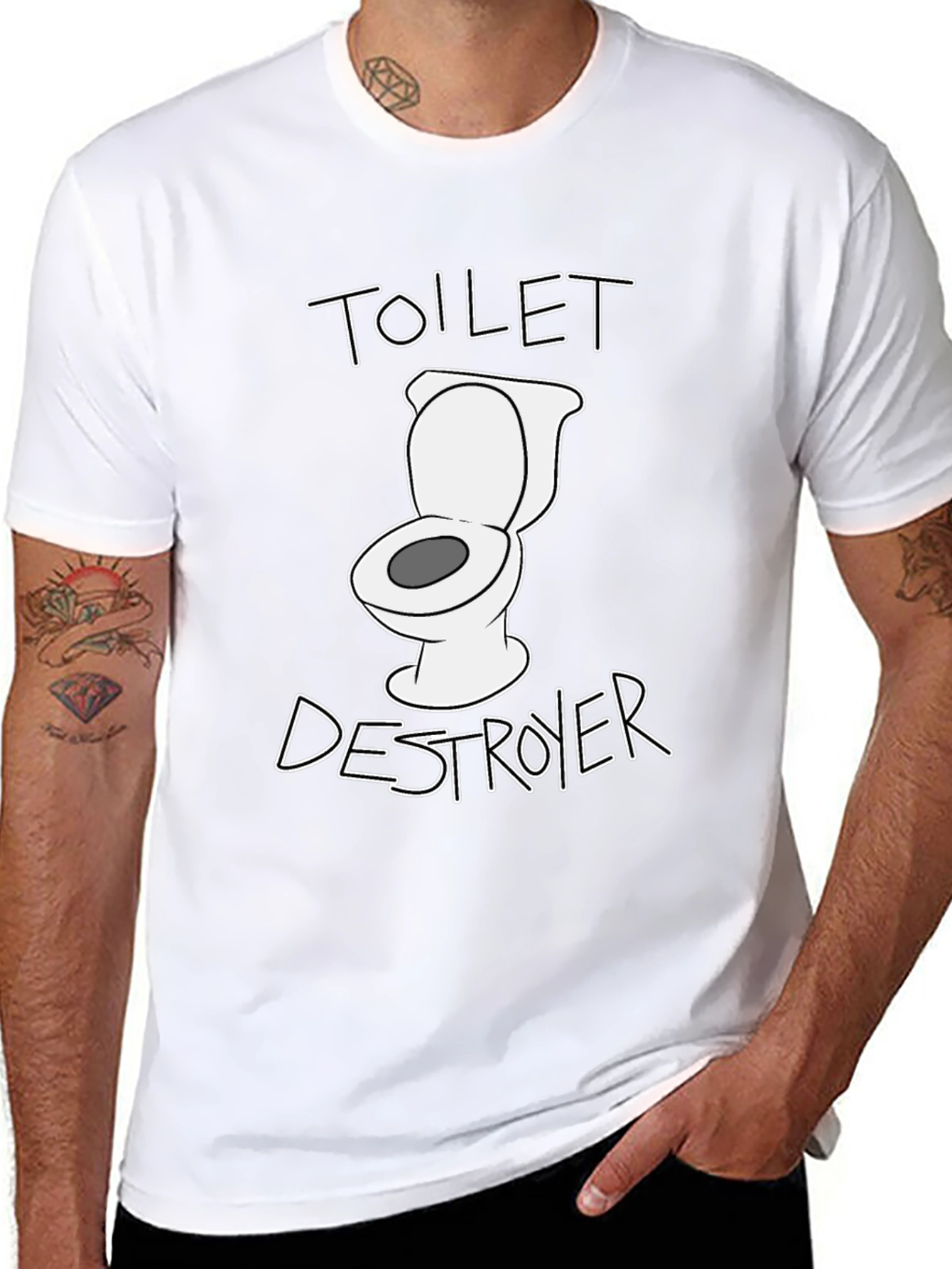 Toilet Destroyer Graphic Tee - Black Cotton T-Shirt