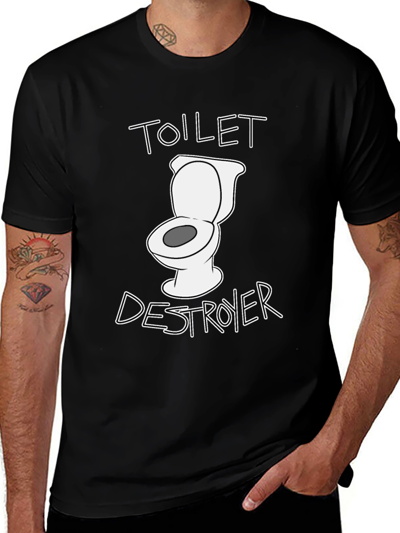 Toilet Destroyer Graphic Tee - Black Cotton T-Shirt