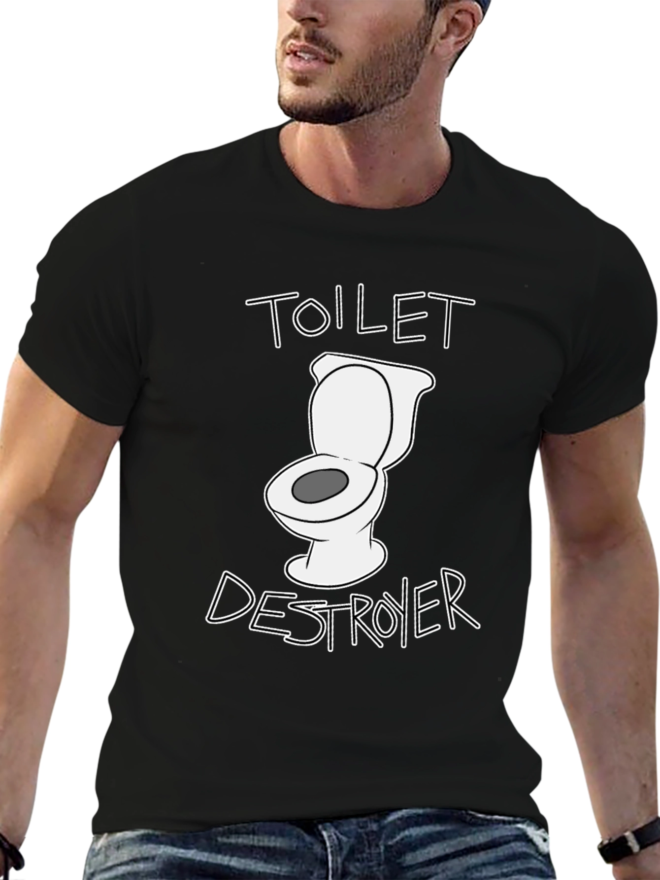 Toilet Destroyer Graphic Tee - Black Cotton T-Shirt