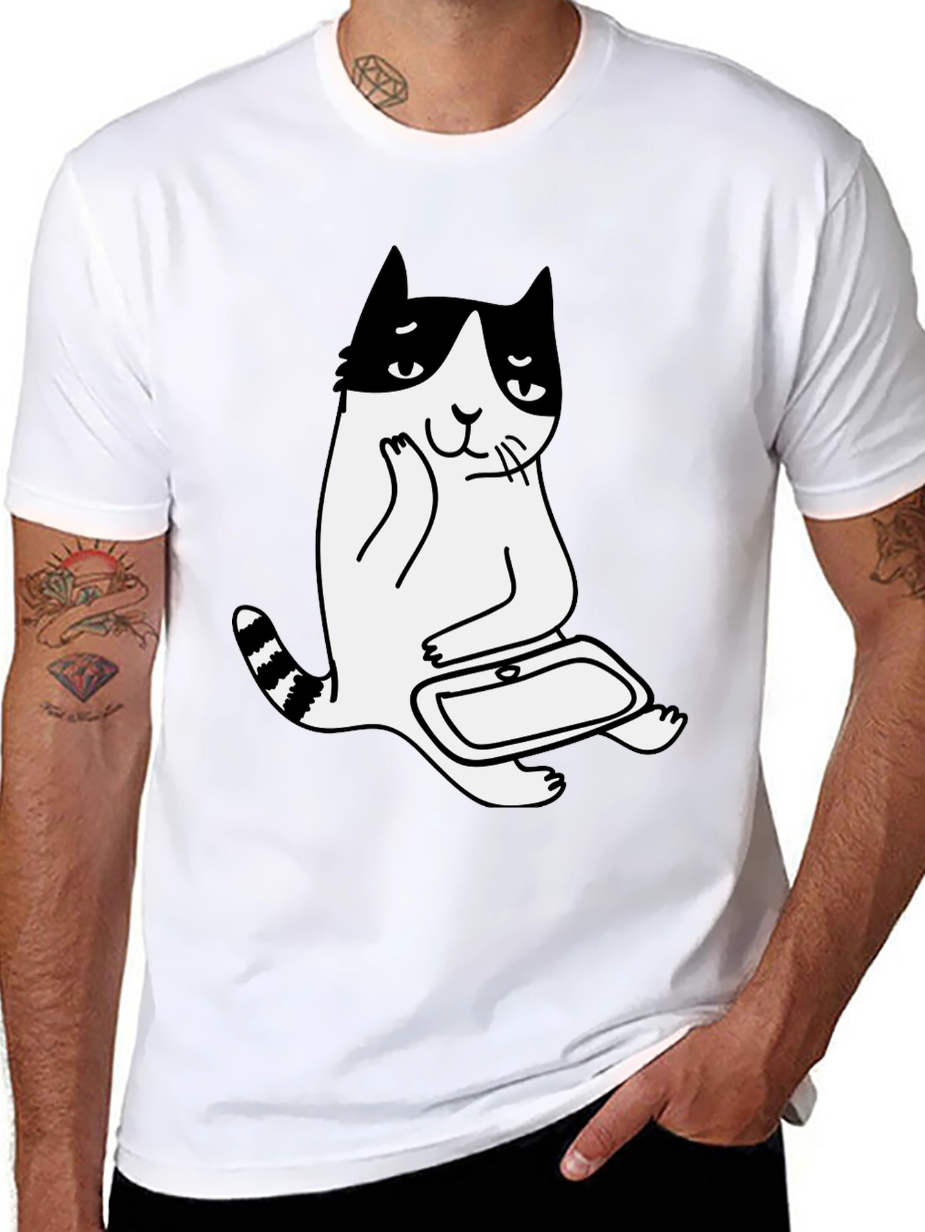 Cool Cat T-Shirt - Black Cotton Graphic Tee