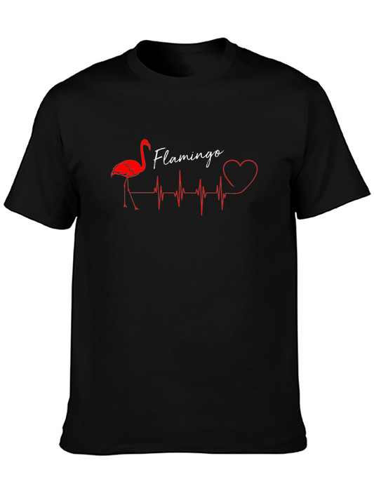 Flamingo Heartbeat Graphic Tee - Stylish Unisex T-Shirt