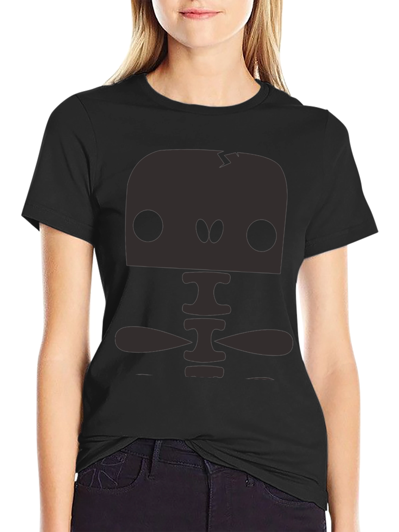 Fun Skeleton Graphic Print Black T-Shirt
