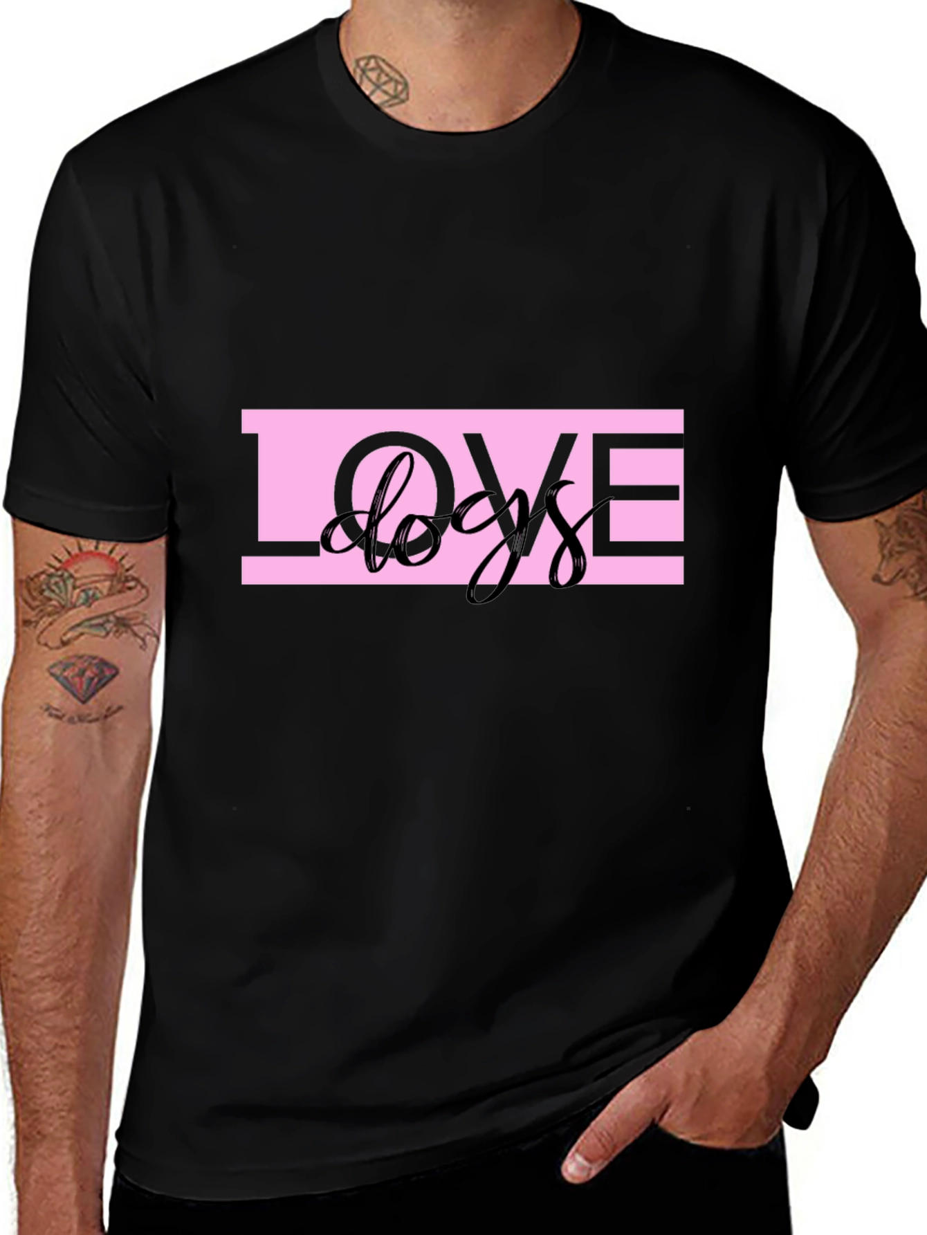 Love Dogs Graphic Black T-Shirt