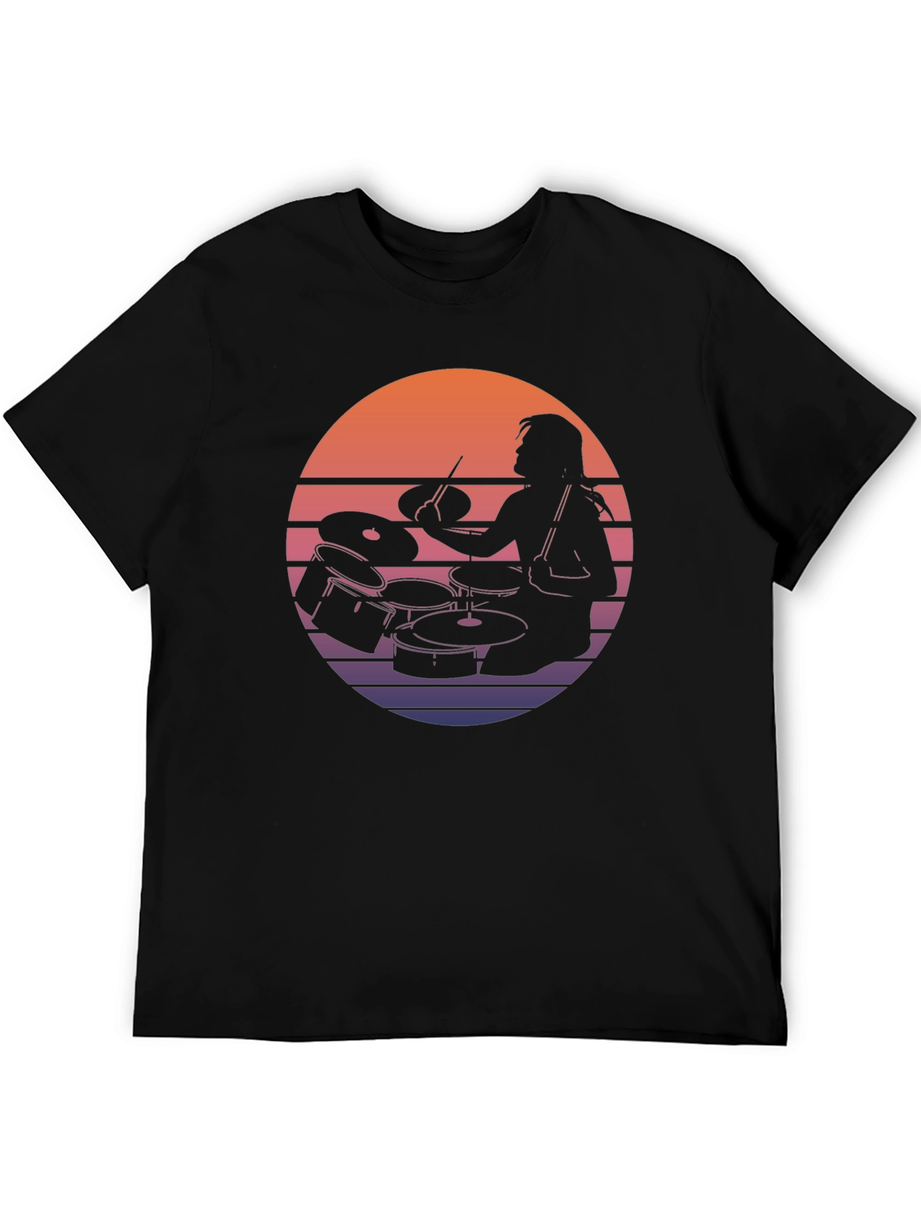 Drummer Sunset Graphic Tee - Retro Style