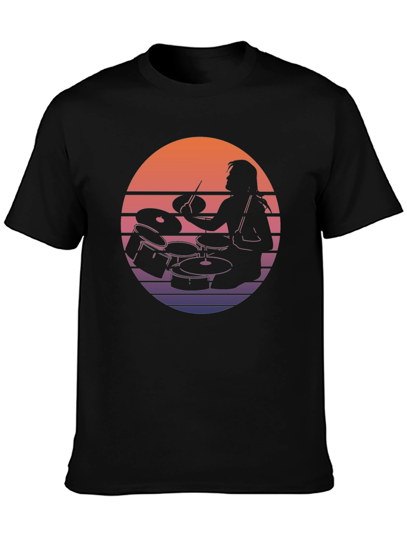 Drummer Sunset Graphic Tee - Retro Style