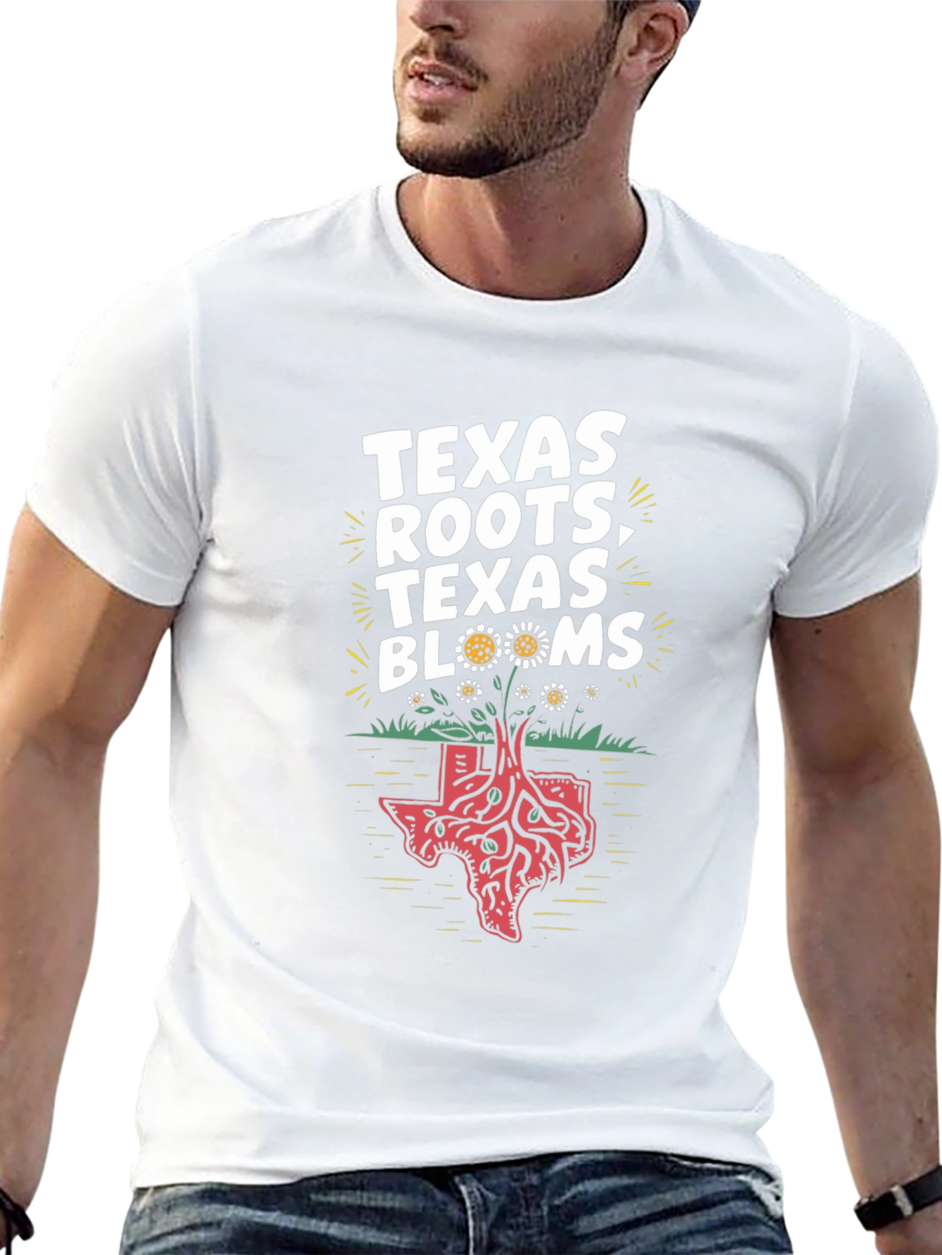 Texas Roots Blooms Graphic T-Shirt - Black