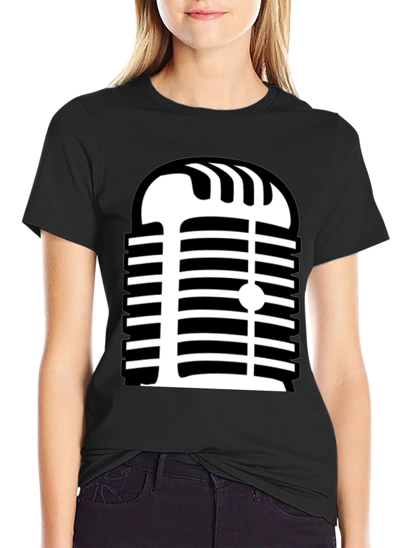 Retro Microphone Graphic Tee - Classic Style