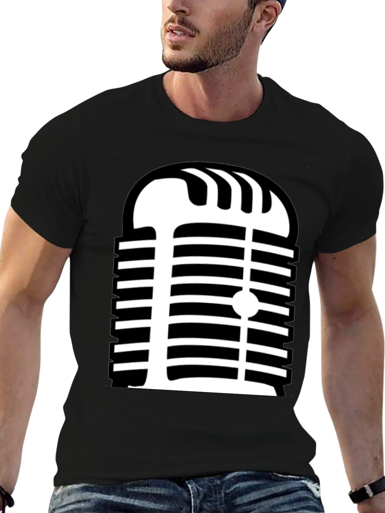 Retro Microphone Graphic Tee - Classic Style