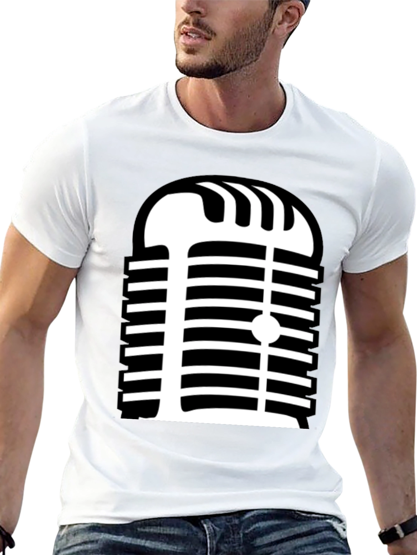 Retro Microphone Graphic Tee - Classic Style